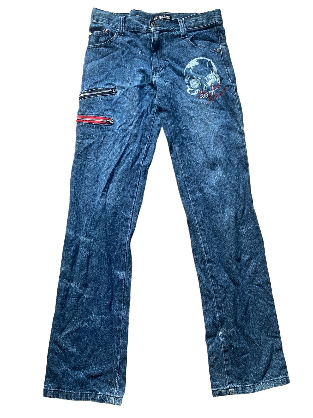 Distressed Denim JapaneseBrand Batsu Studio Jeans Multipocket