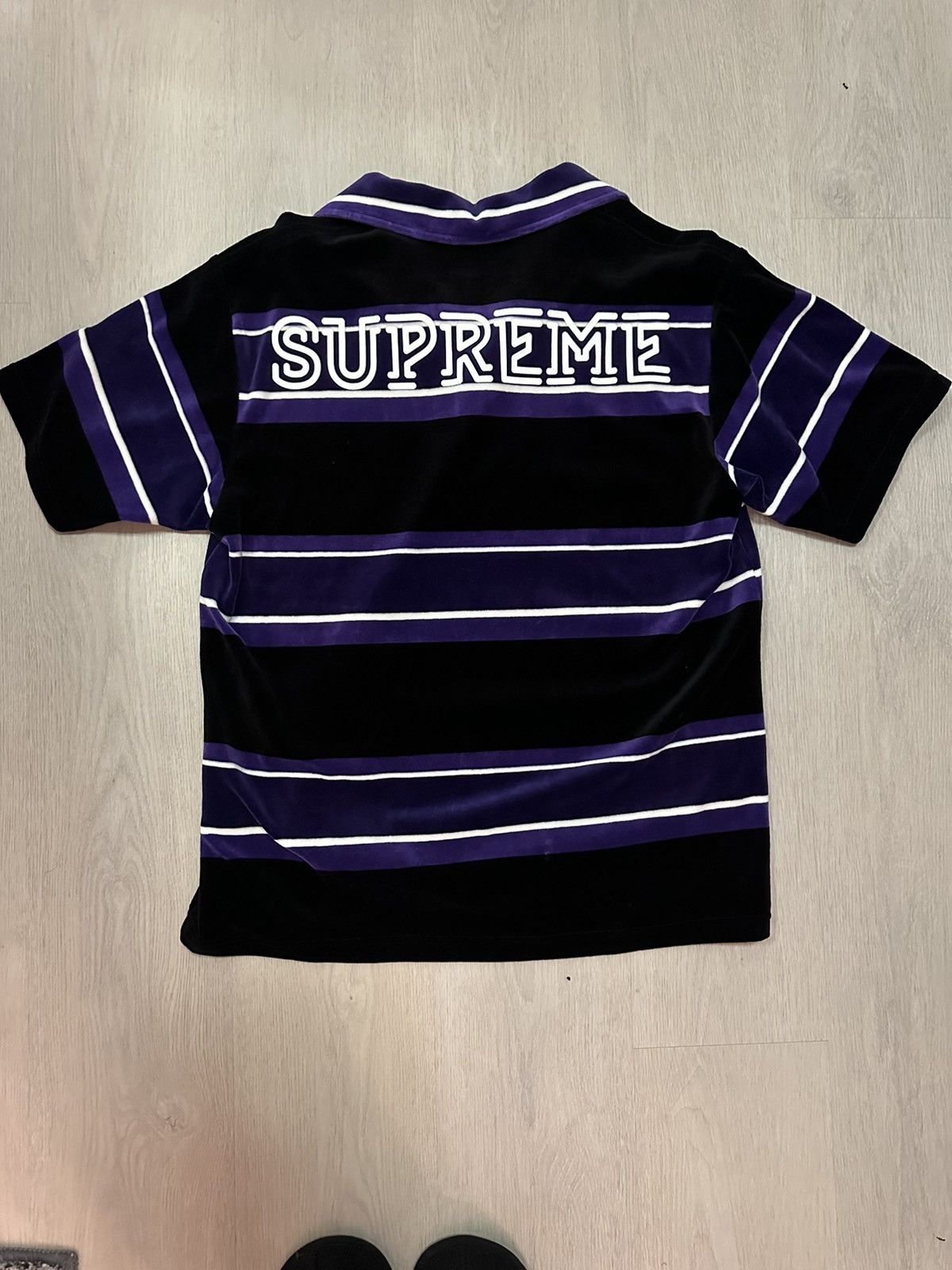 Supreme Supreme Stripe Velour Polo | Grailed