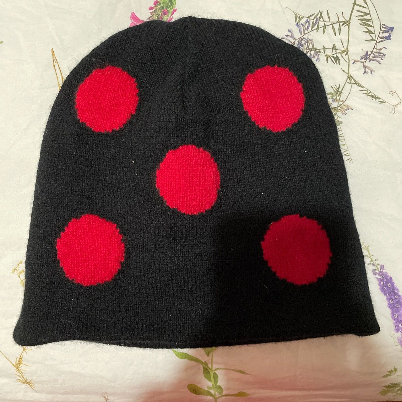 AMI Ami Alexandre mattiussi polka dot 100% wool beanie. Size ONE SIZE - 2 Thumbnail