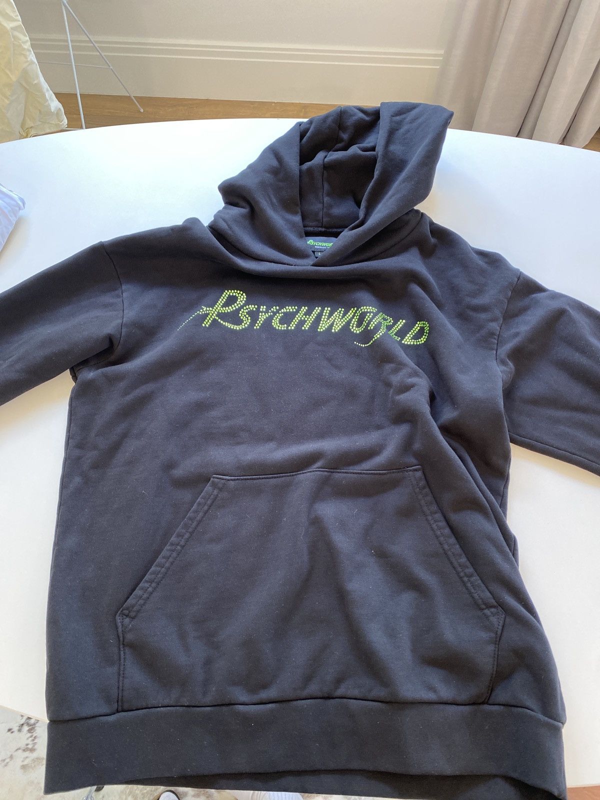 Psychworld black and green rhinestone hoodie