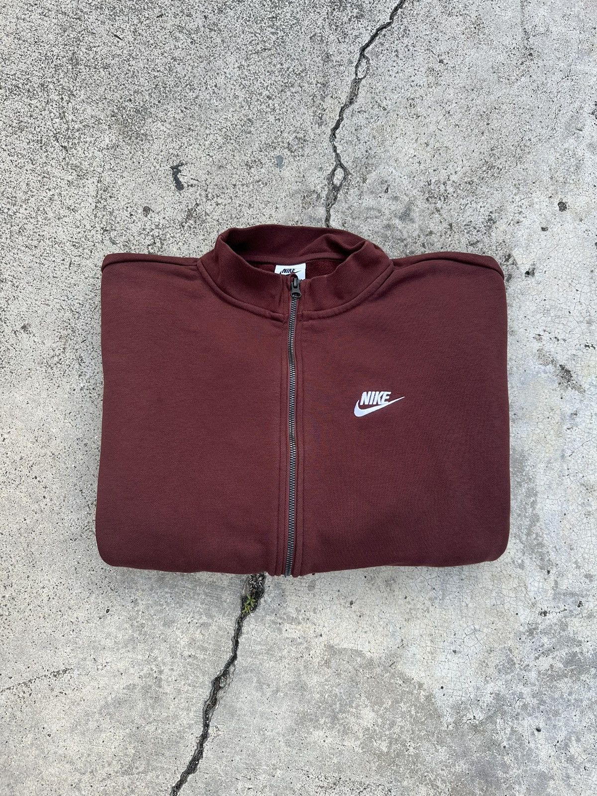 Nike × Vintage Y2K Vintage Nike Zip Up Bomber Sweatshirt Mocha Brown Large Size US L / EU 52-54 / 3 - 1 Thumbnail