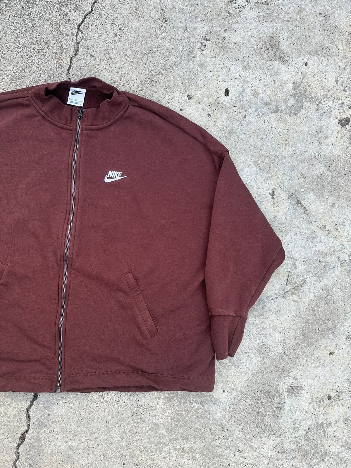 Nike × Vintage Y2K Vintage Nike Zip Up Bomber Sweatshirt Mocha Brown Large Size US L / EU 52-54 / 3 - 3 Thumbnail