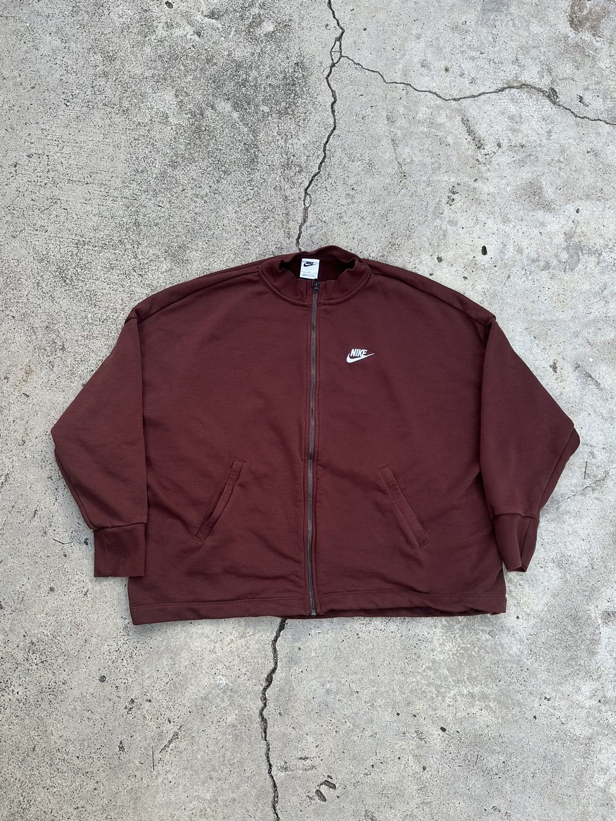 Nike × Vintage Y2K Vintage Nike Zip Up Bomber Sweatshirt Mocha Brown Large Size US L / EU 52-54 / 3 - 2 Thumbnail