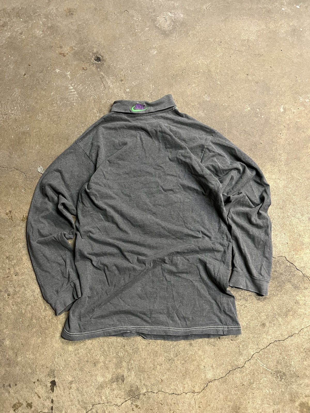 Nike × Vintage Vintage 90's Nike Mock Neck Logo Long Sleeve Size US L / EU 52-54 / 3 - 2 Thumbnail