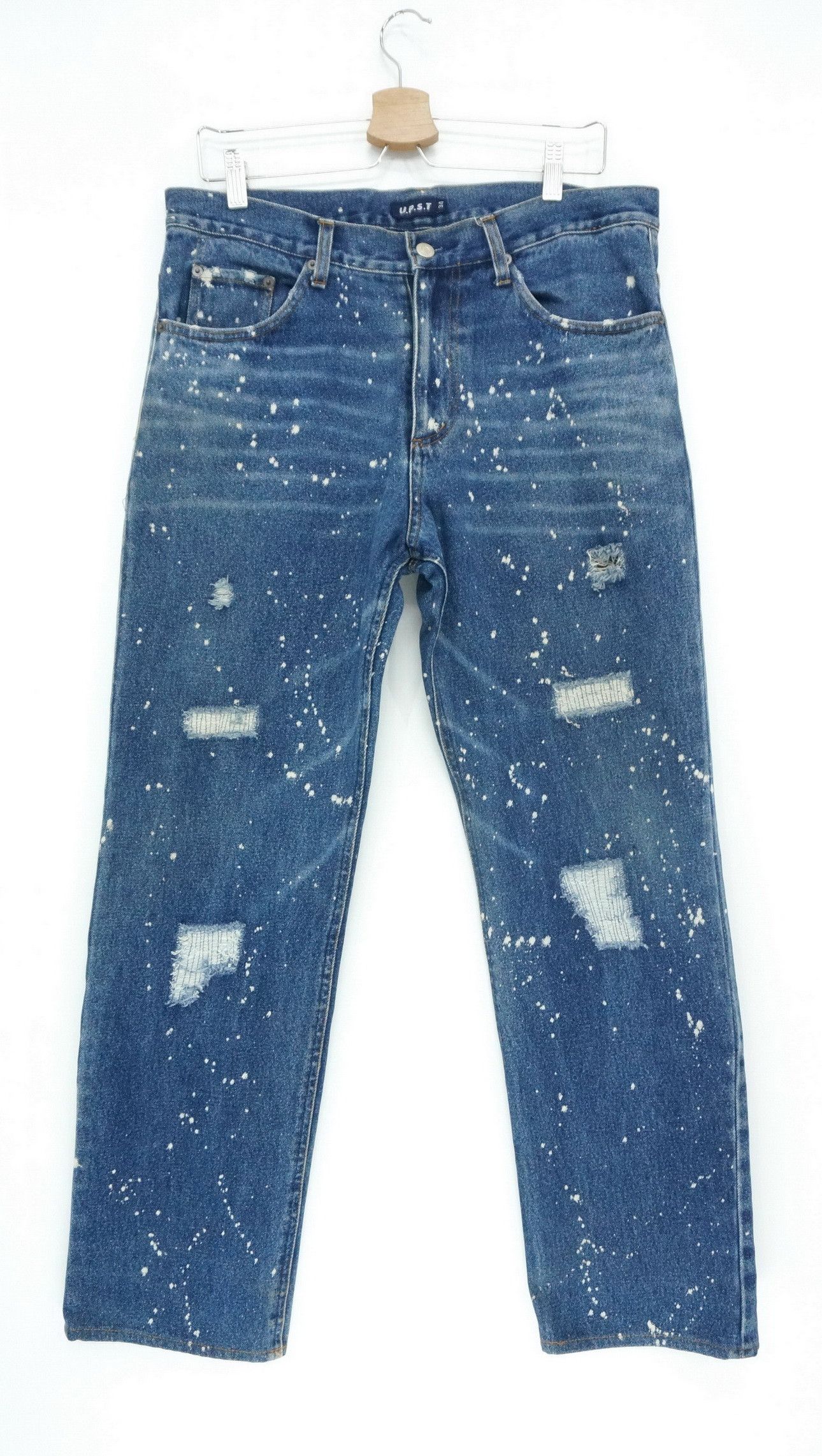Japanese Brand Vintage Japan UPSTART Bleach Splattered Jeans Size US 34 / EU 50 - 1 Thumbnail