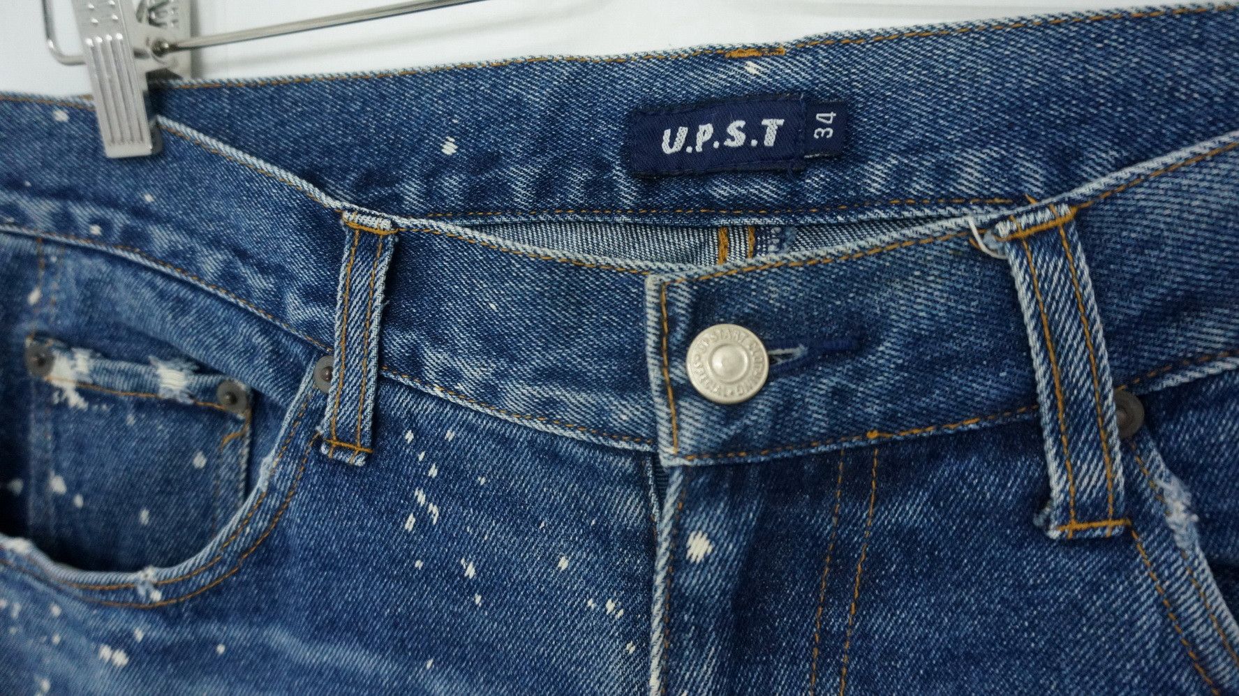 Japanese Brand Vintage Japan UPSTART Bleach Splattered Jeans Size US 34 / EU 50 - 3 Thumbnail