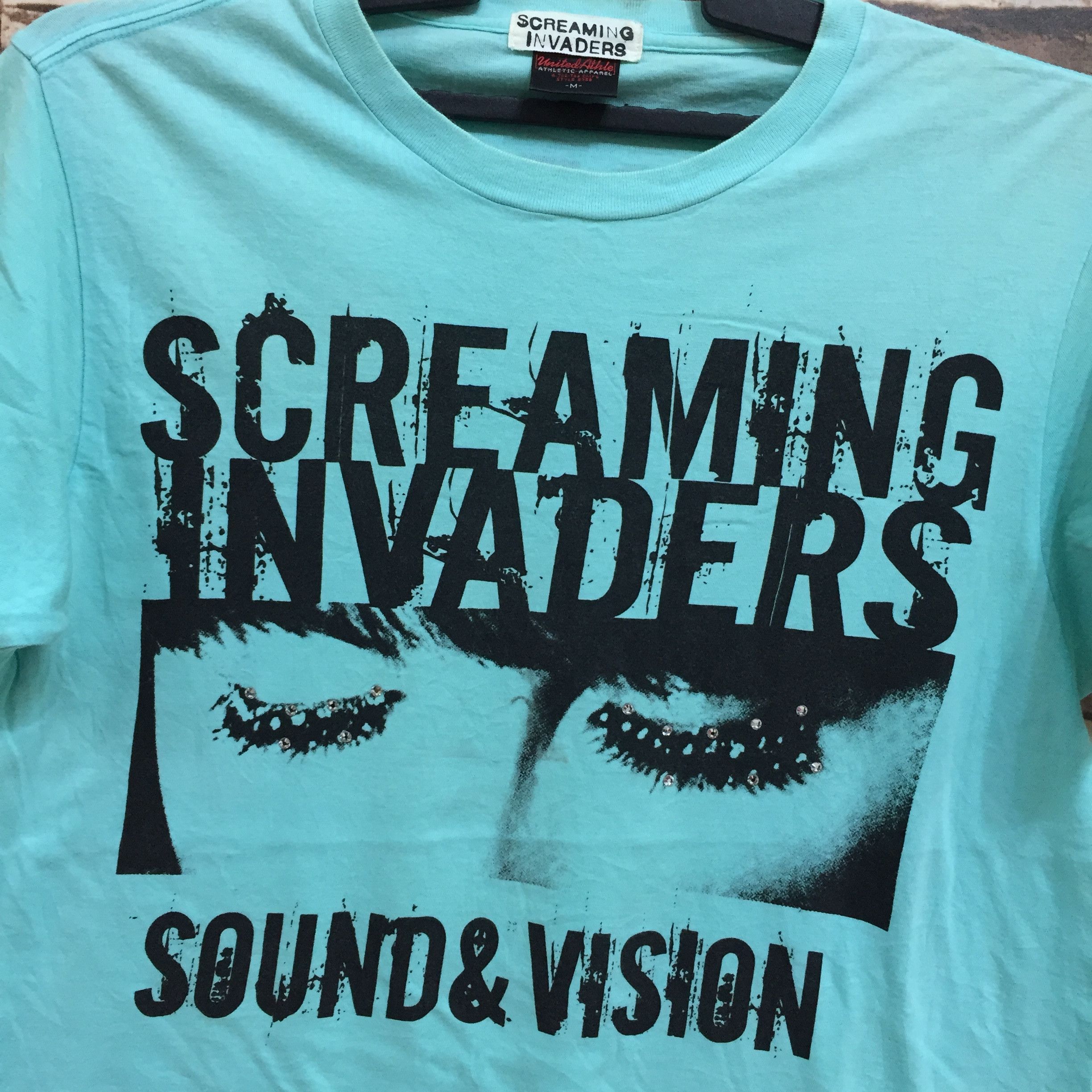 Japanese Brand Screaming invaders t shirt spellout Sound & Vision size M Size US M / EU 48-50 / 2 - 2 Thumbnail