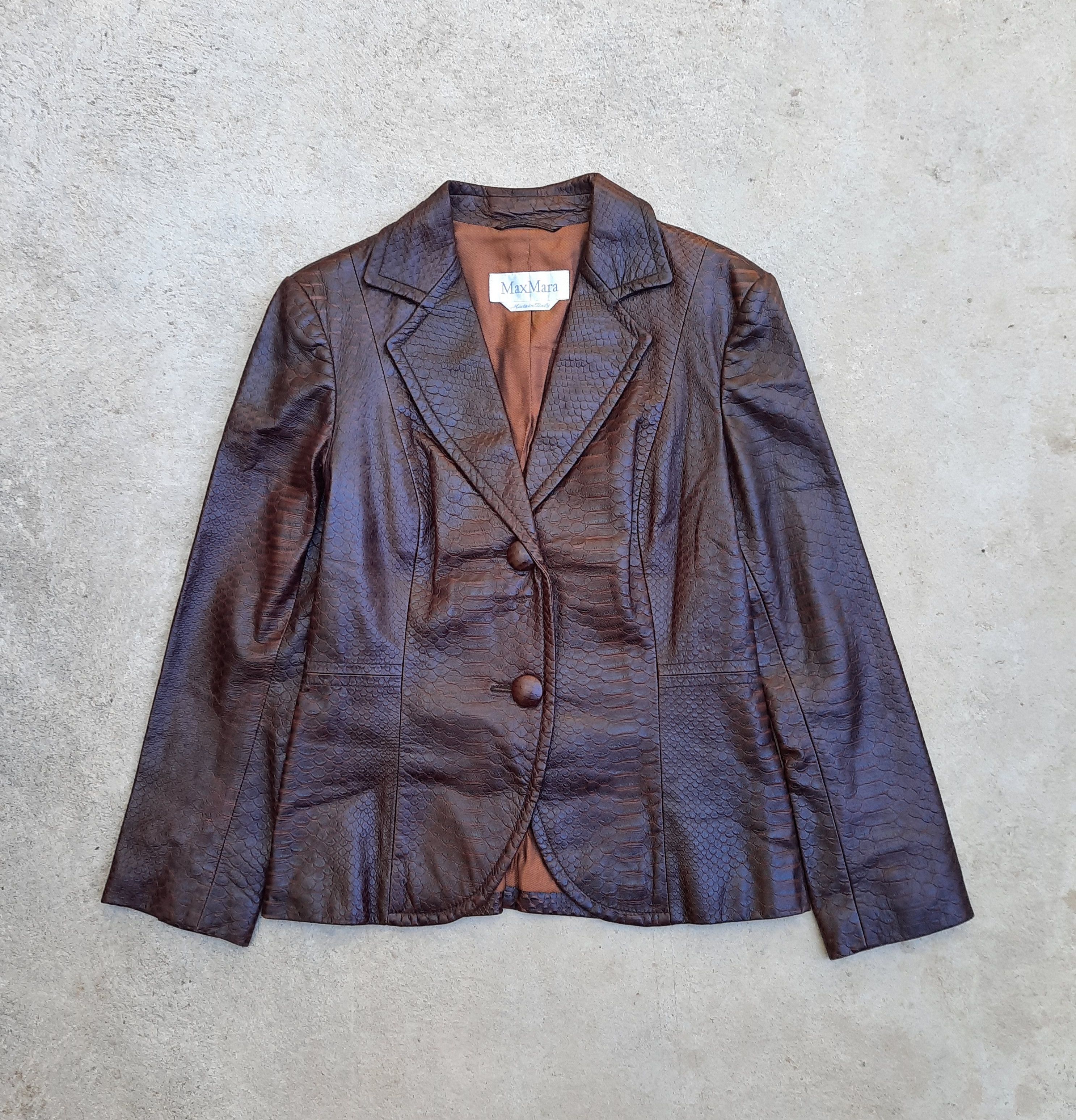 Crocodile Skin Design Leather Jacket