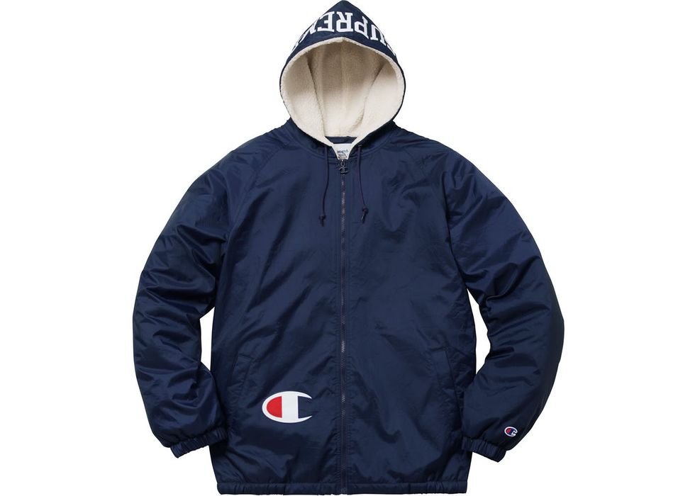 Supreme Supreme Champion Sherpa Lined Hooded Jacket Navy | Grailed