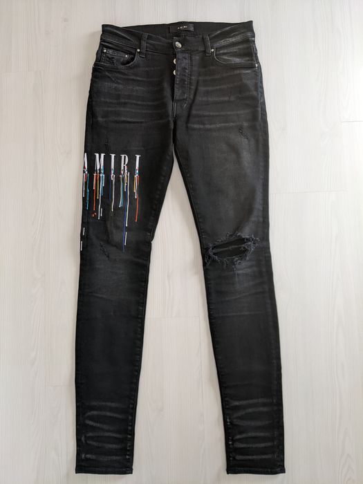 Amiri broken best sale paint splatter jeans