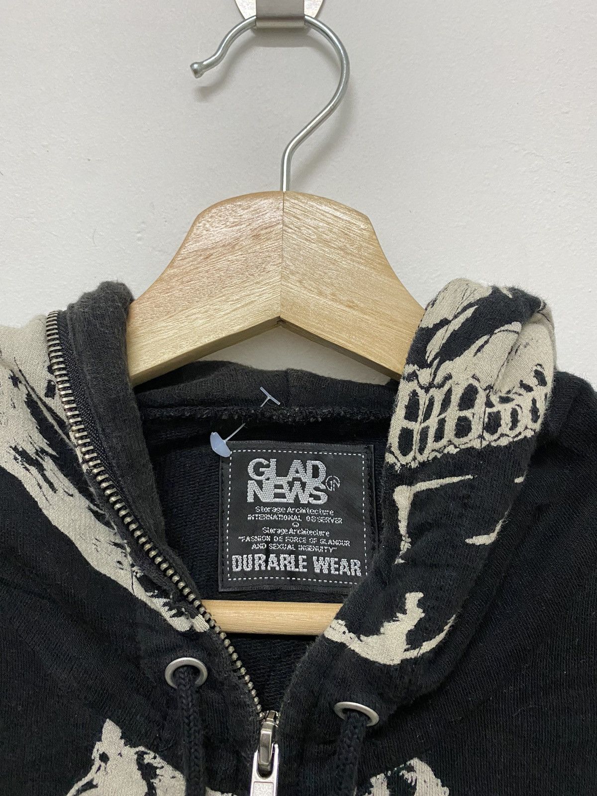 Seditionaries DISTRESSED🔥 GLAD NEWS JAPAN “SKELETON” ALLOVER PRINT HOODIE Size US M / EU 48-50 / 2 - 7 Thumbnail