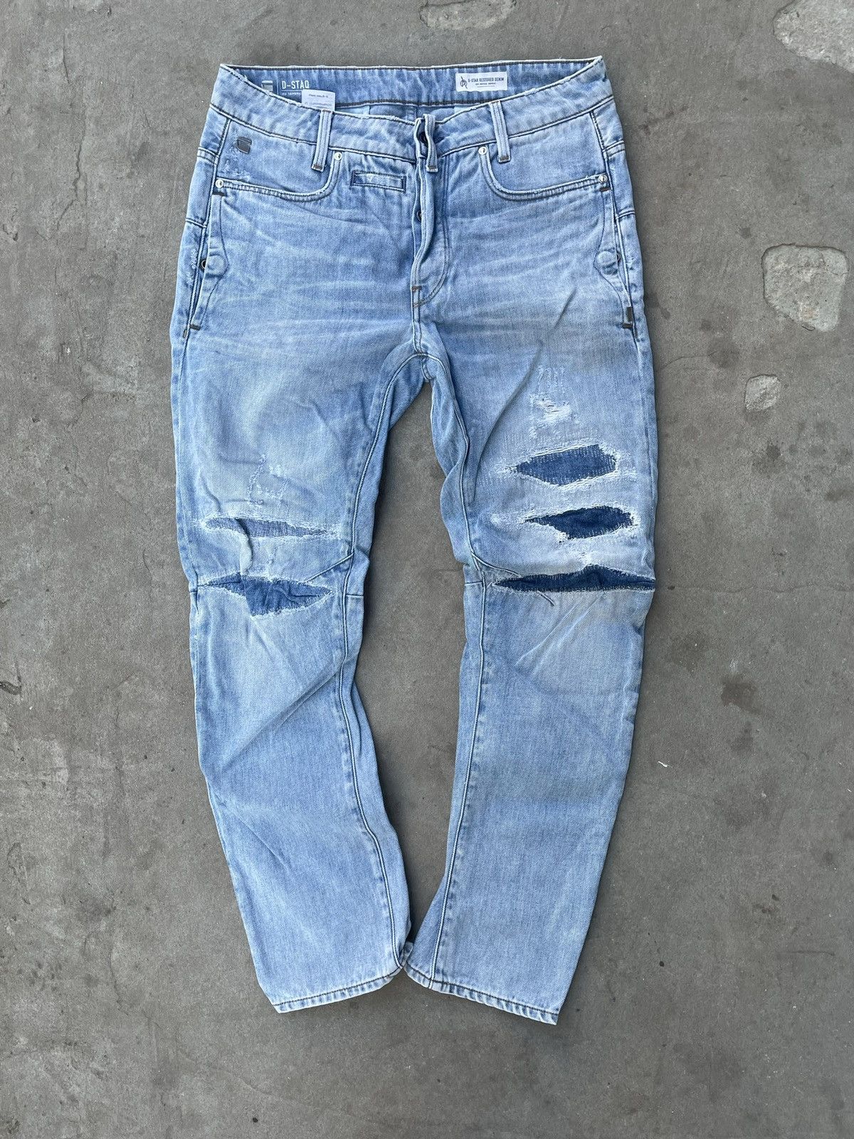 G-Star Vintage G Star Raw blue distressed denim jeans Size US 32 / EU 48 - 4 Thumbnail