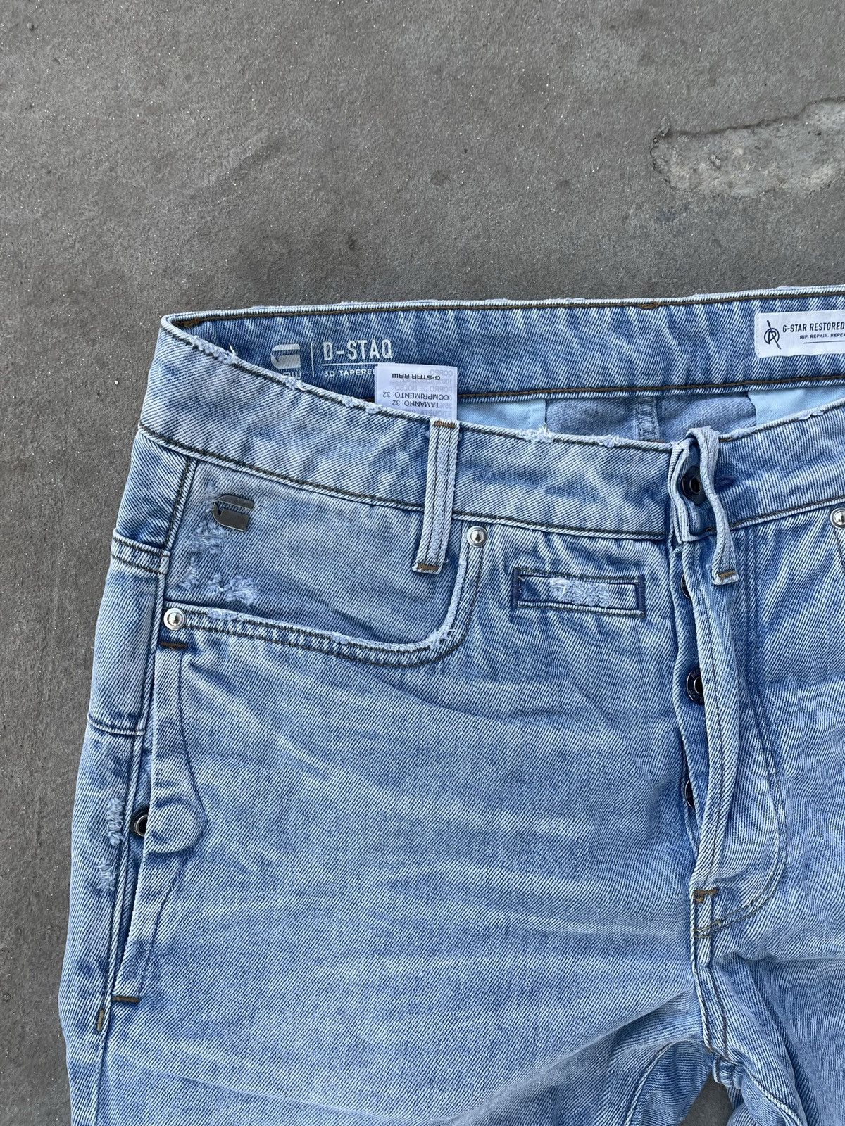 G-Star Vintage G Star Raw blue distressed denim jeans Size US 32 / EU 48 - 6 Thumbnail