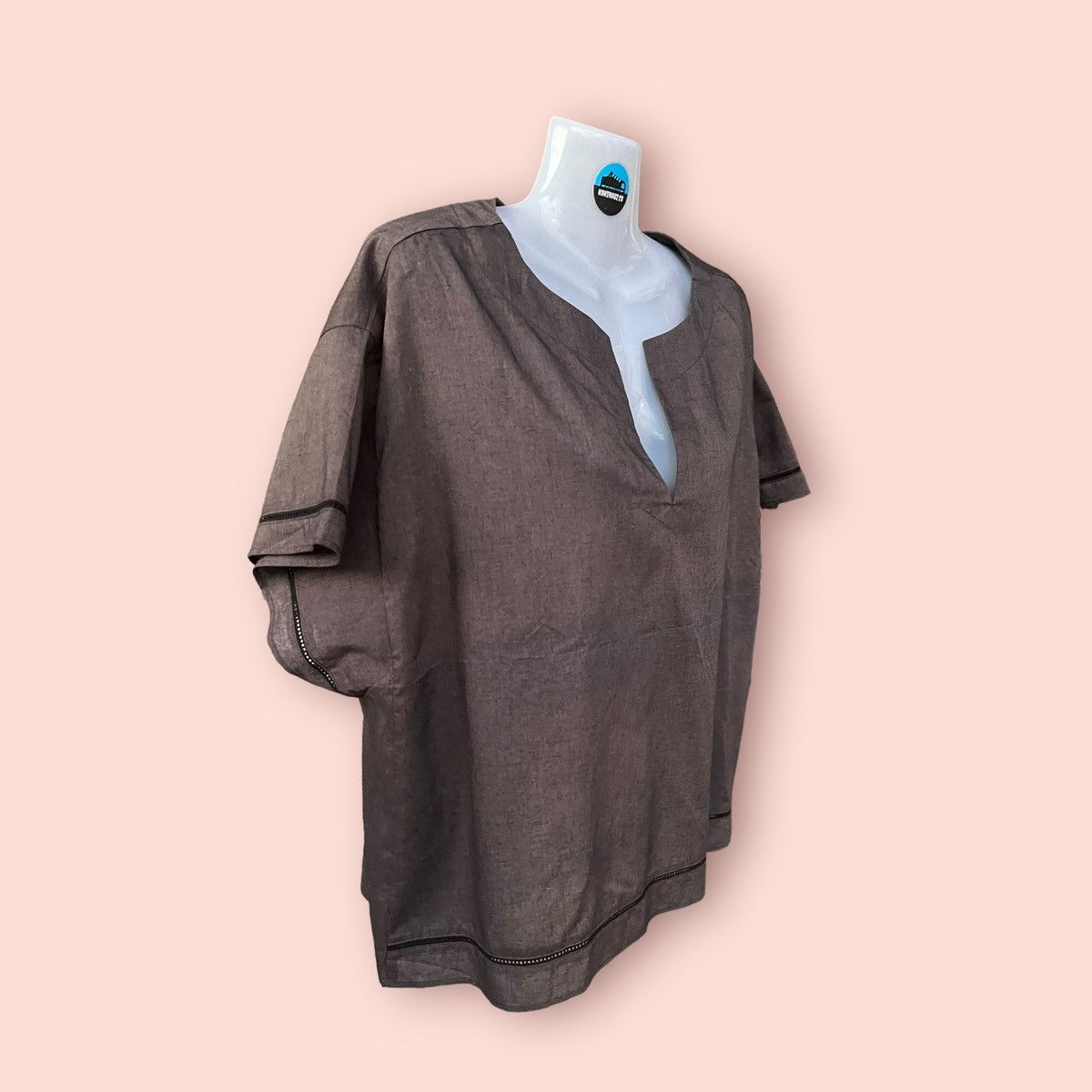 Designer × Global Work × Japanese Brand RARE GLOBAL WORK FRENCH LINEN BLEND BLOUSE Size ONE SIZE - 6 Thumbnail