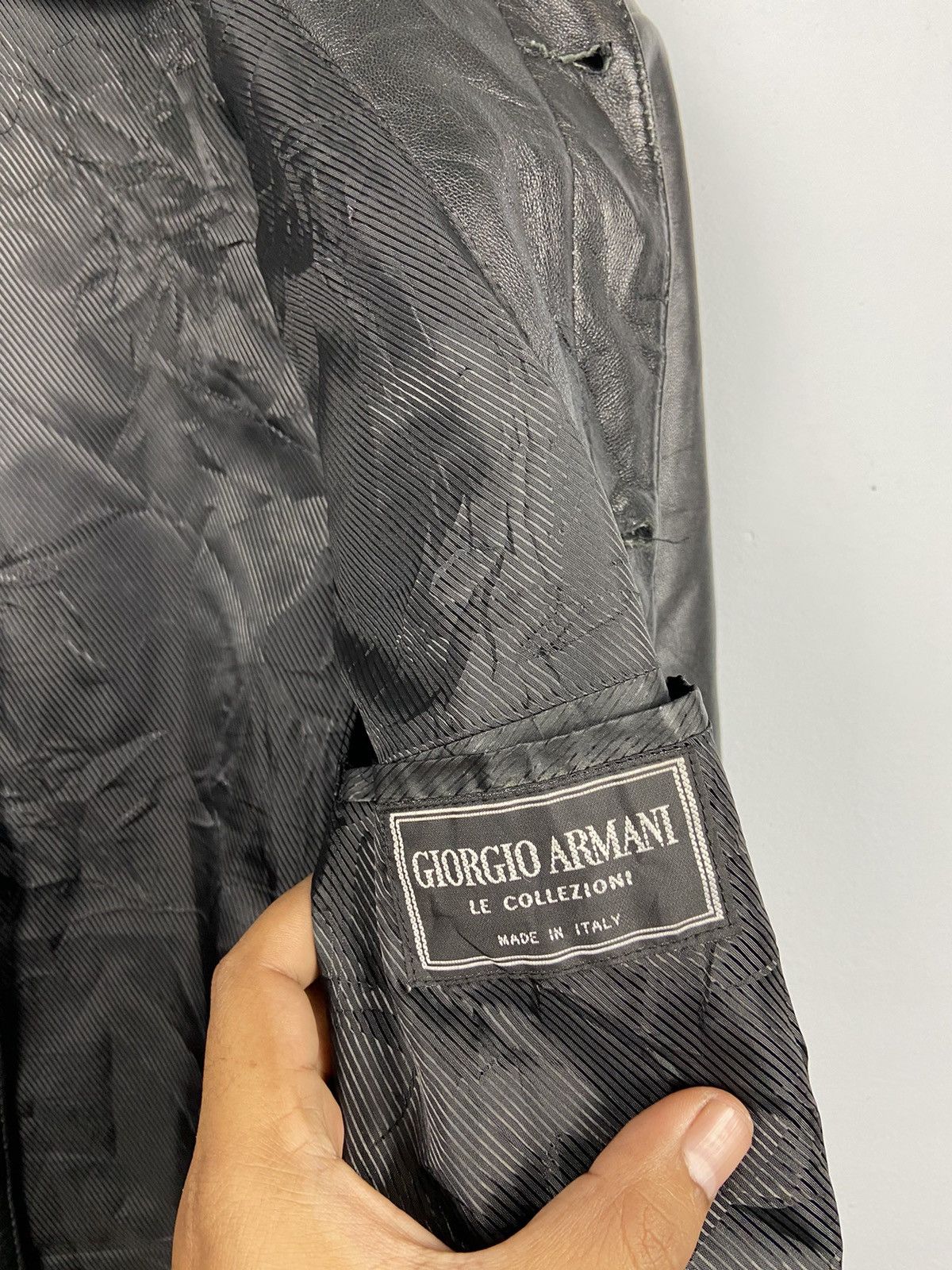 Giorgio Armani Vintage Giorgio Armani Genuine Leather Overcoat Jacket Size US L / EU 52-54 / 3 - 5 Thumbnail