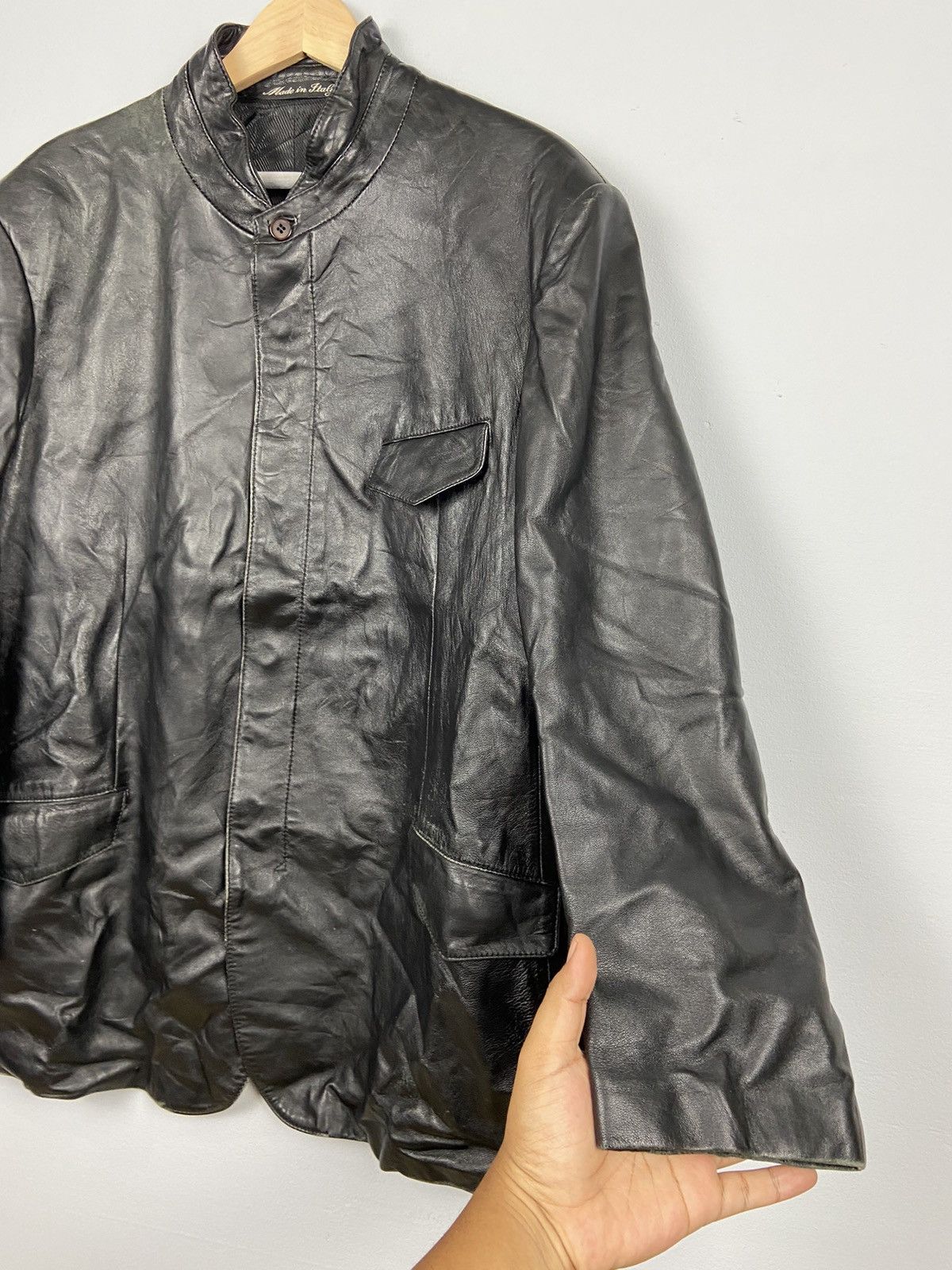 Giorgio Armani Vintage Giorgio Armani Genuine Leather Overcoat Jacket Size US L / EU 52-54 / 3 - 3 Thumbnail
