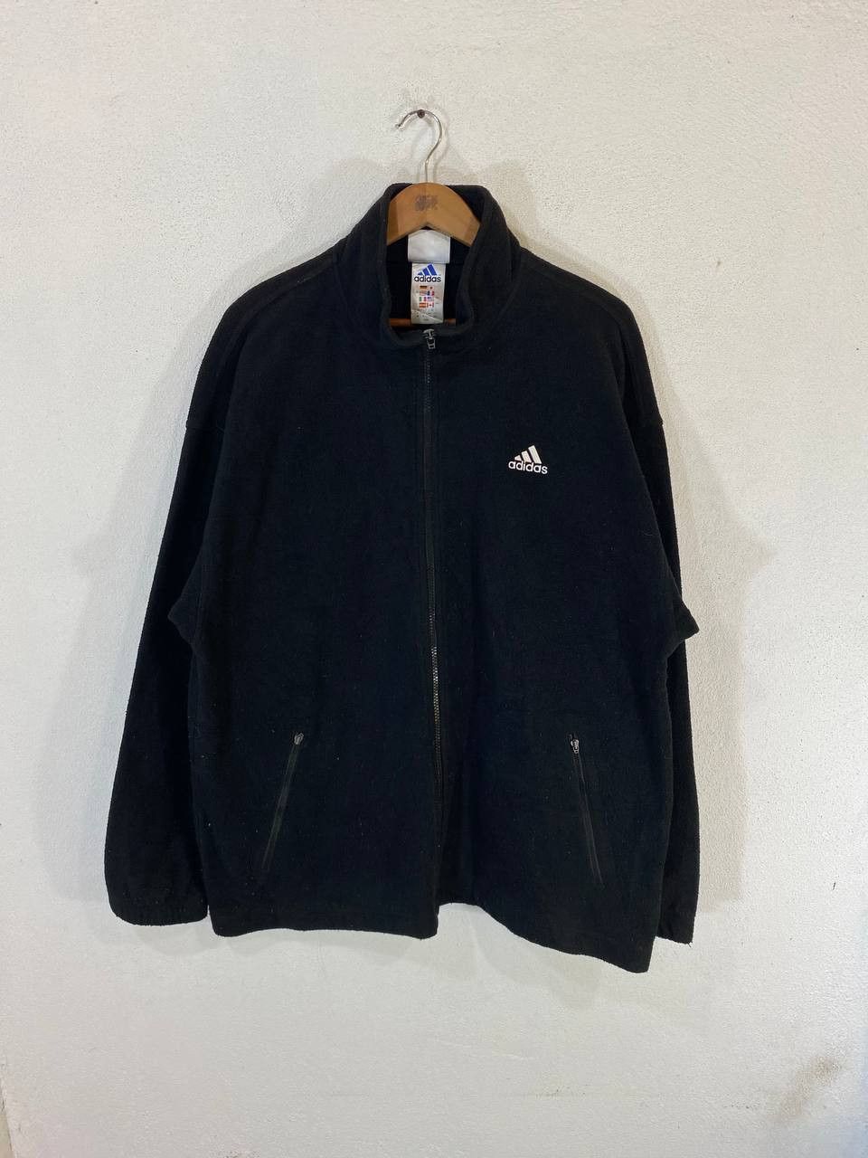 image of Vintage Adidas Black Fleece Jacket, Men's (Size Medium)