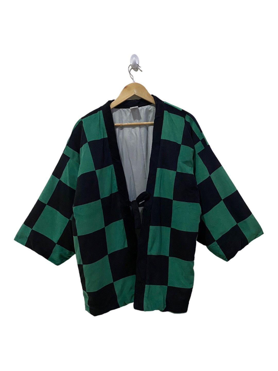 image of Issey Miyake x Kimono Japan Dragon Vintage Japanese Kimetsu No Yaiba Kimono in Checkered (Size Medi