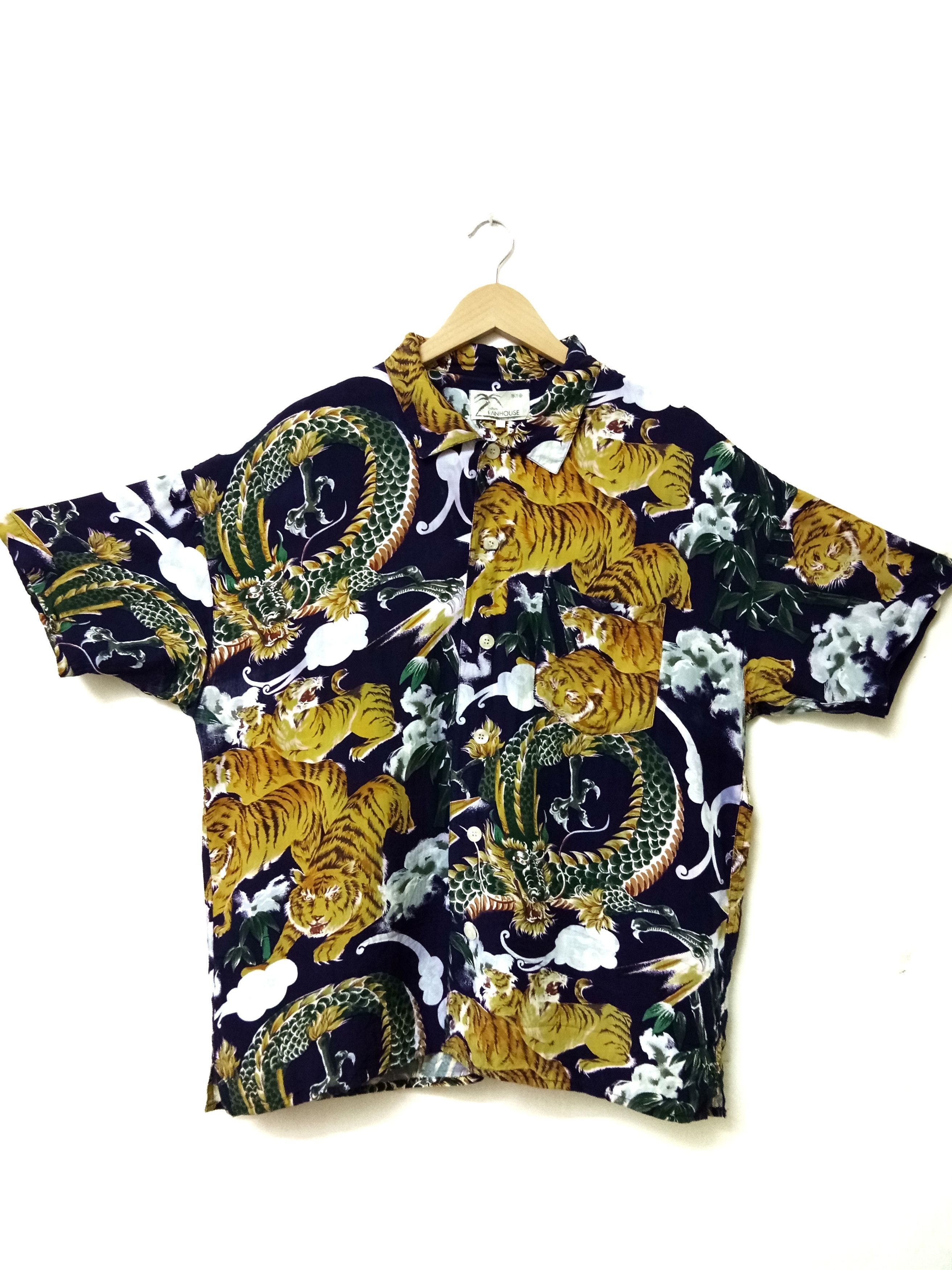 Japanese Brand Hawaiian Shirt Tiger Dragon Rayon Hawaii Shirt Rare Size US M / EU 48-50 / 2 - 1 Thumbnail