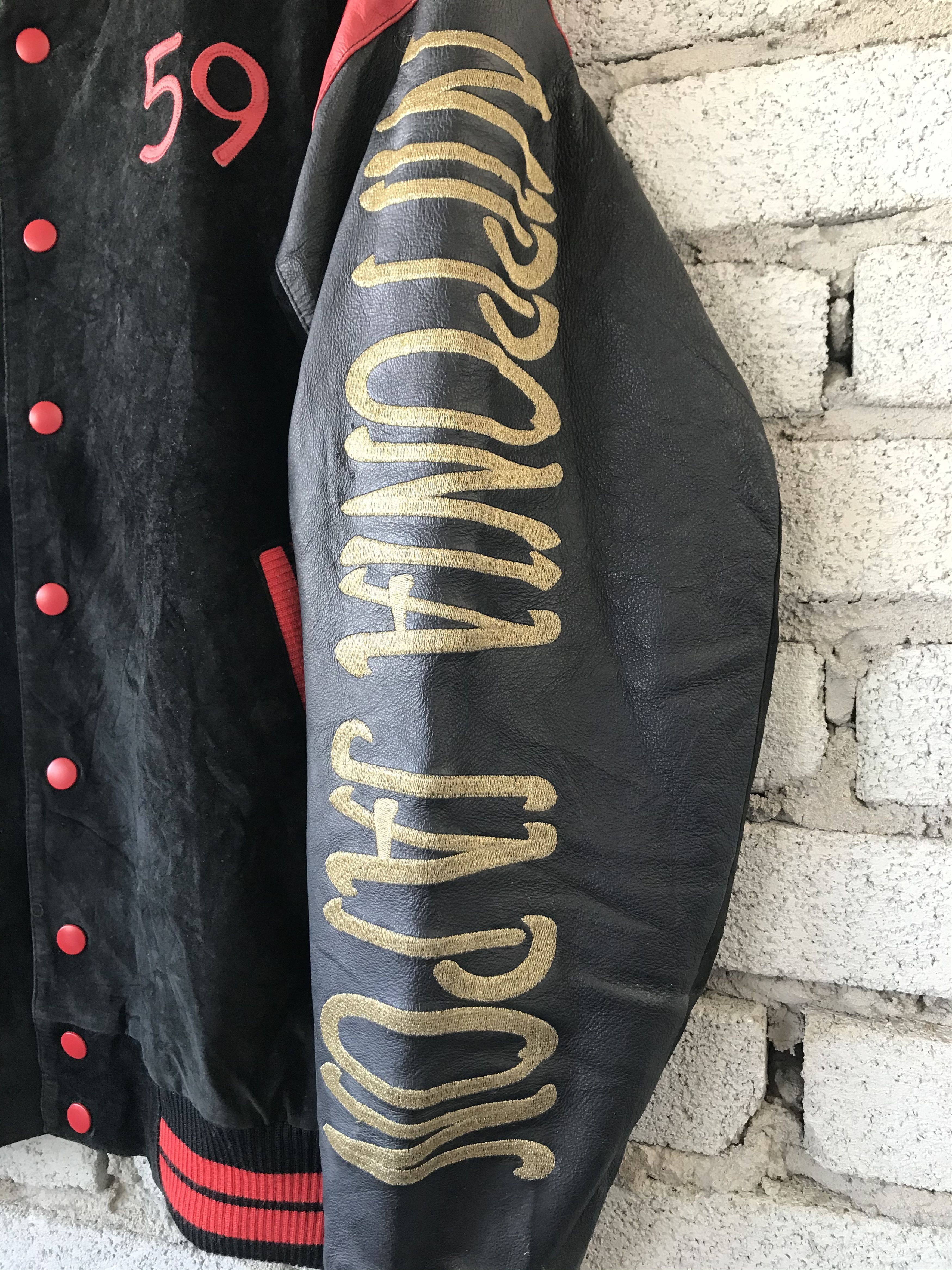 Vintage Japanese Yakuza Varsity Suede Leather Jacket Size US M / EU 48-50 / 2 - 9 Thumbnail