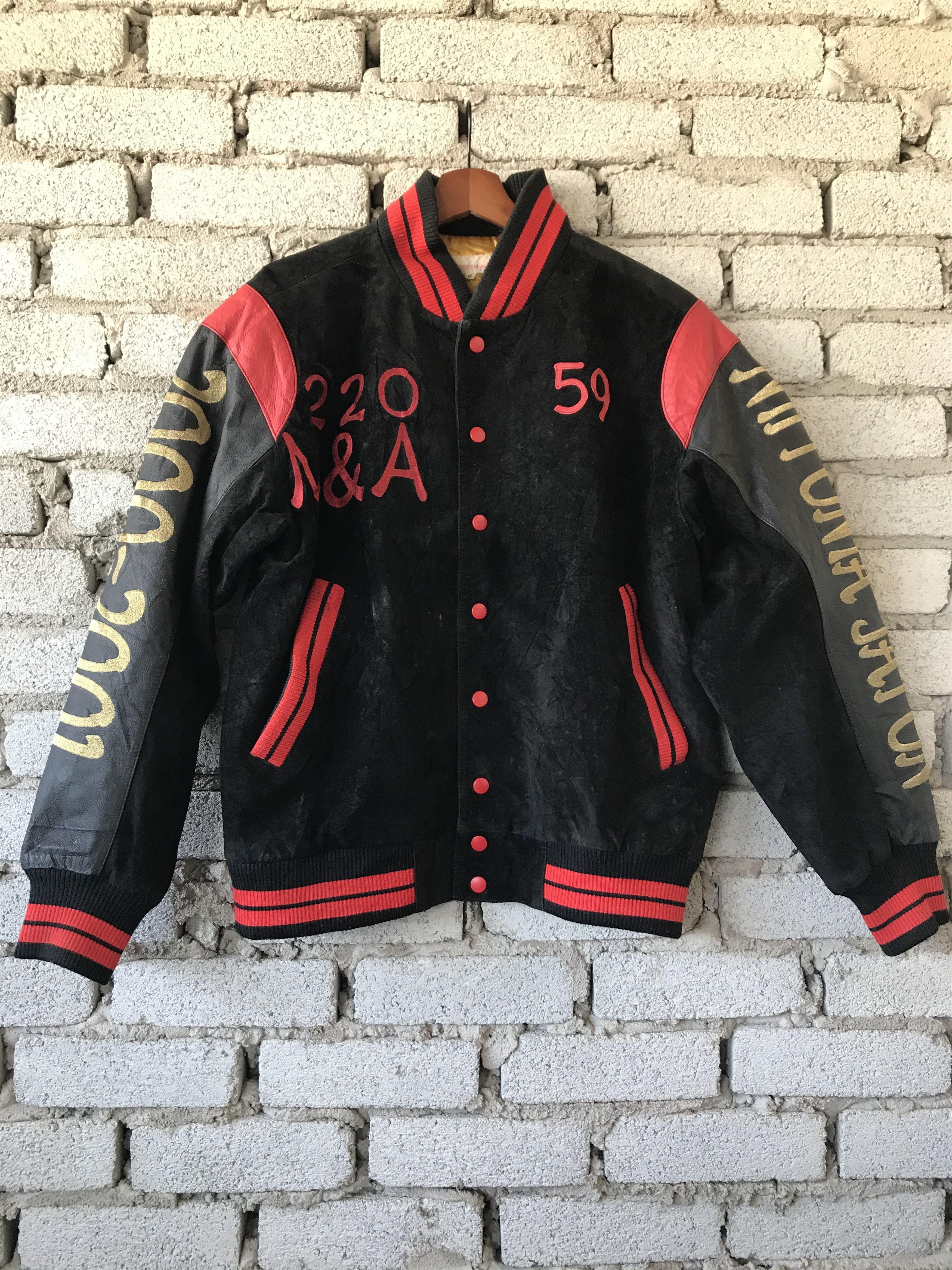 Vintage Japanese Yakuza Varsity Suede Leather Jacket Size US M / EU 48-50 / 2 - 1 Thumbnail