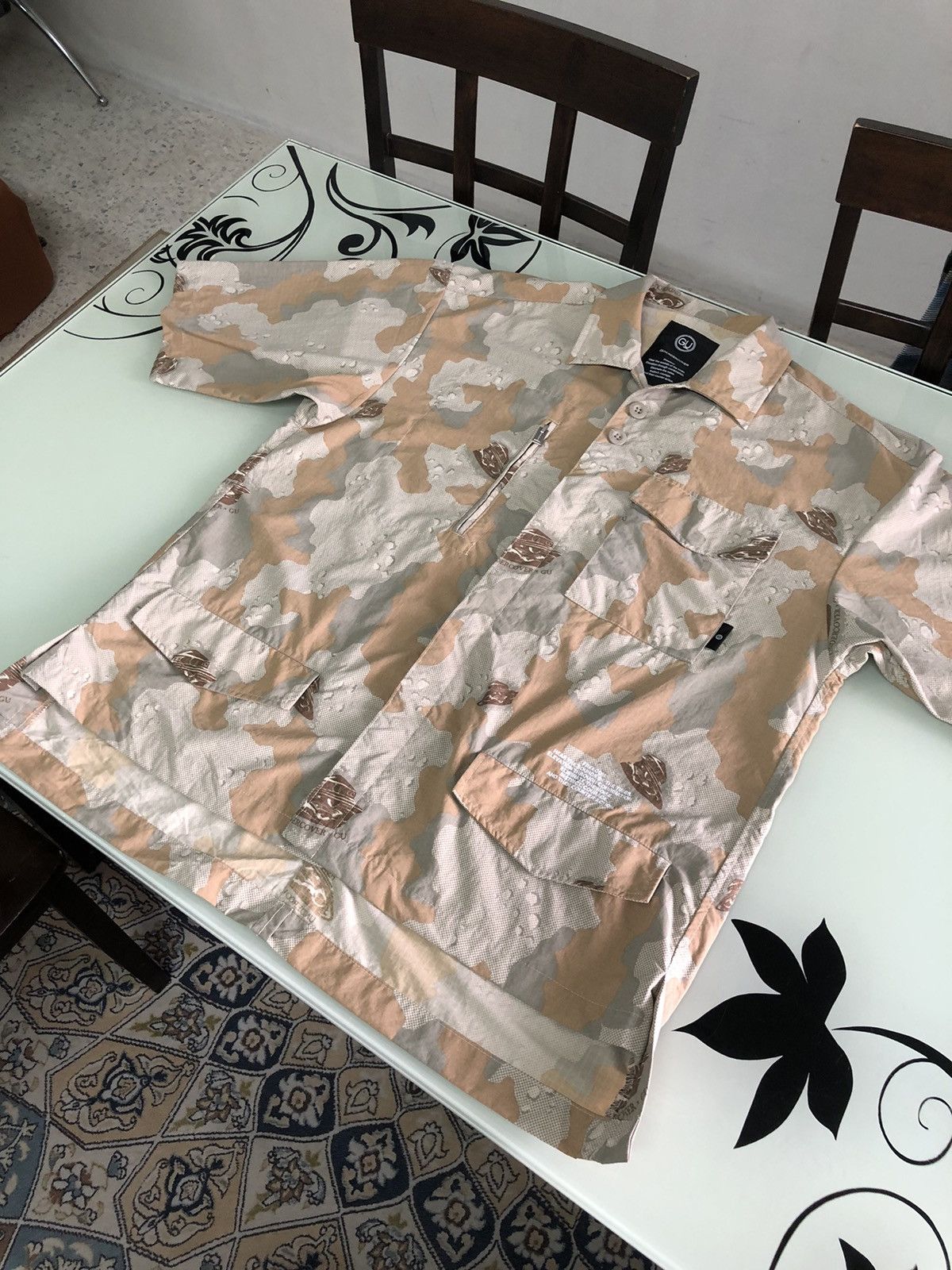 image of Jun Takahashi x Undercover Gu Camo Military Oversized Button Up Shirt in Camo Brown (Size Small)