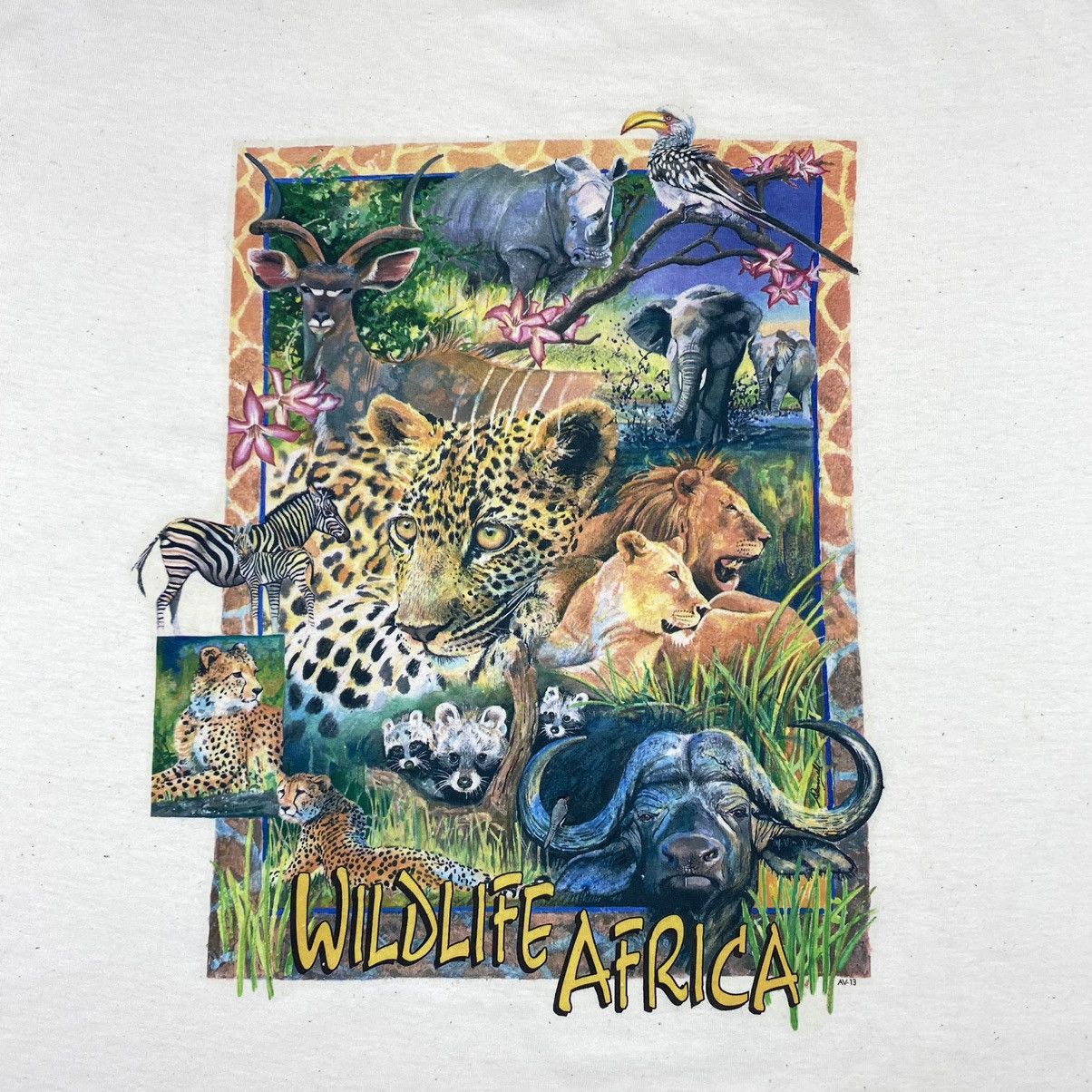 Vintage 90’s Vintage Art Wildlife Africa T Shirt by Art Venture hype Size US L / EU 52-54 / 3 - 3 Thumbnail