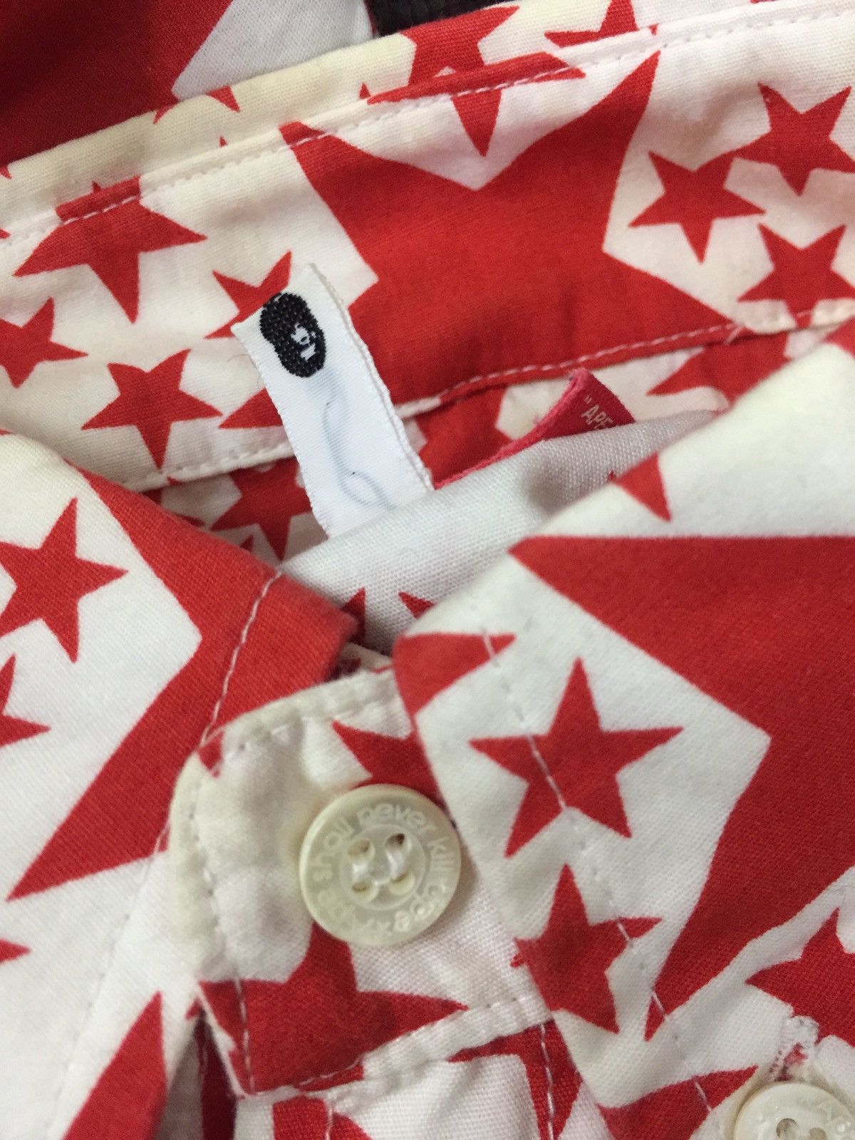 Bape OG A Bathing Ape Bape Fullprint Star Red White Color Shirt Size US S / EU 44-46 / 1 - 9 Thumbnail