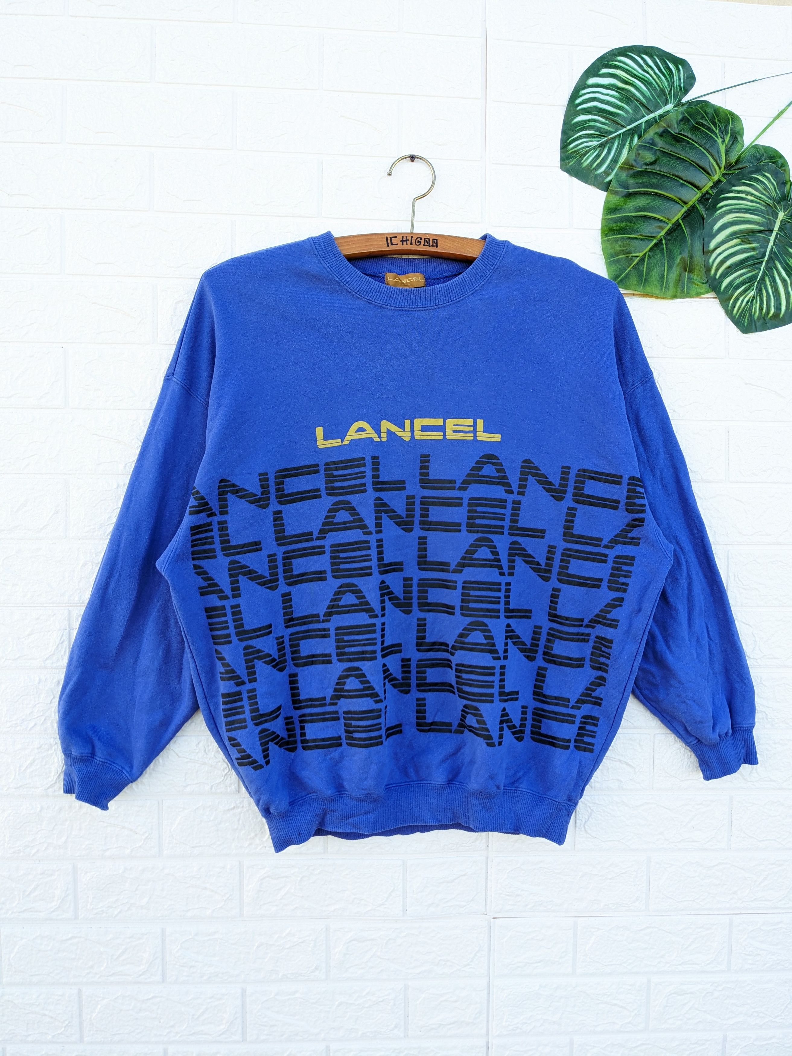 image of Vintage Lancel Monogram Baggy Sweatshirt in Blue, Men's (Size Medium)