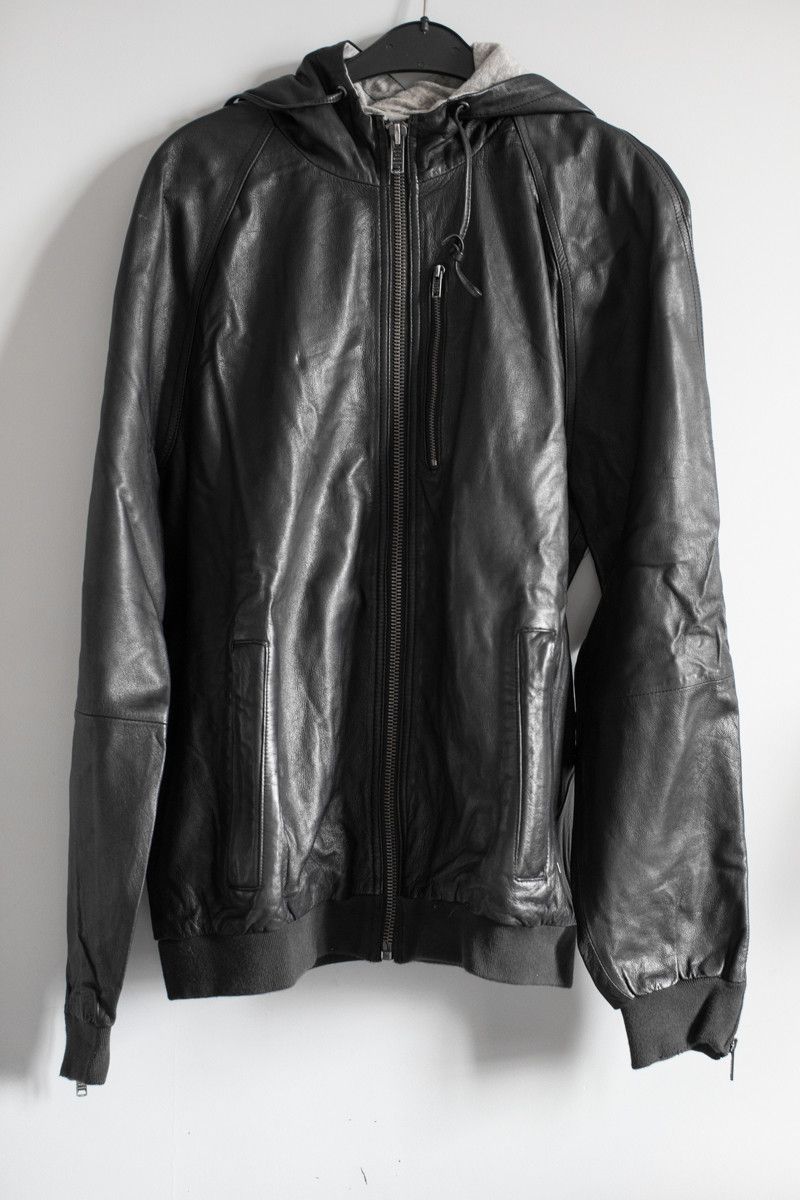 ジャケット・アウター Marc Jacobs leather hoodie Marc by Marc Jacobs Black Leather Hooded Jacket S Marc by