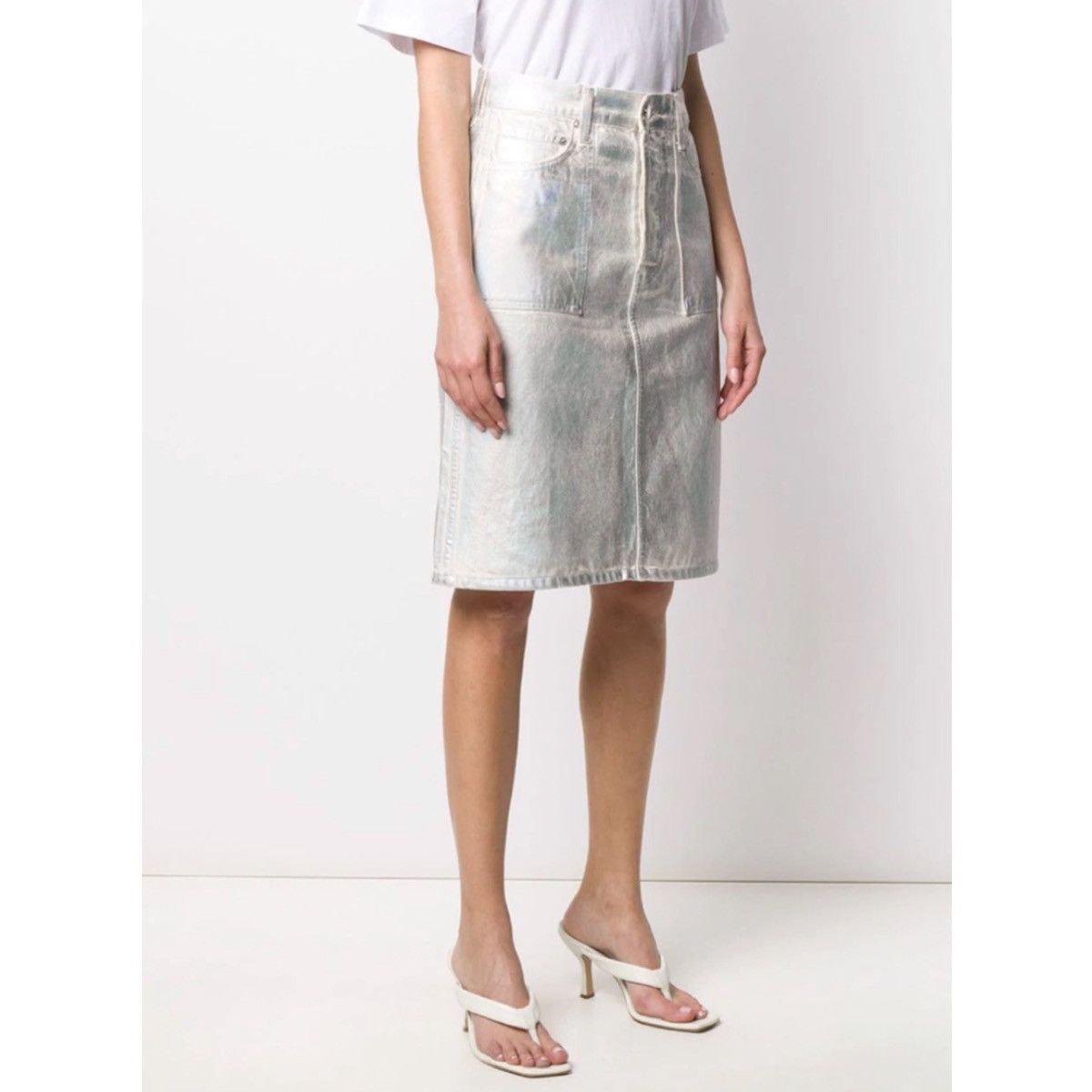 Helmut Lang HELMUT LANG METALLIC DENIM SKIRT Size 24" / US 00 / IT 34 - 6 Thumbnail