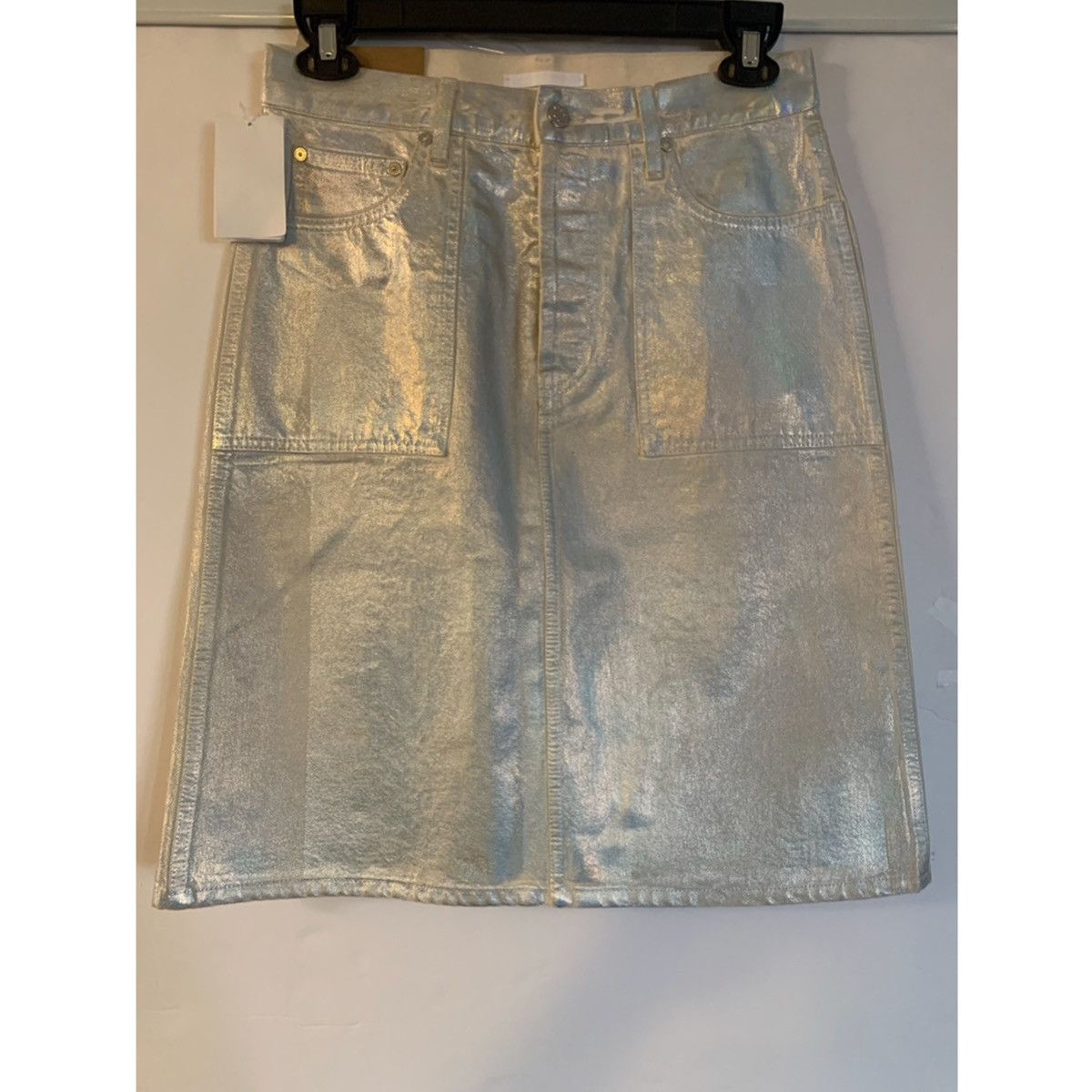 Helmut Lang HELMUT LANG METALLIC DENIM SKIRT Size 24" / US 00 / IT 34 - 1 Thumbnail