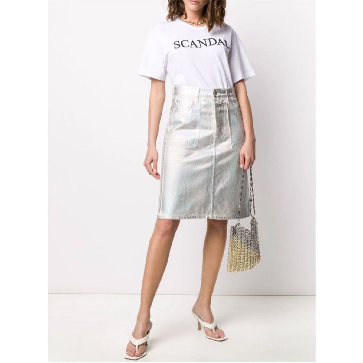 Helmut Lang HELMUT LANG METALLIC DENIM SKIRT Size 24" / US 00 / IT 34 - 4 Thumbnail
