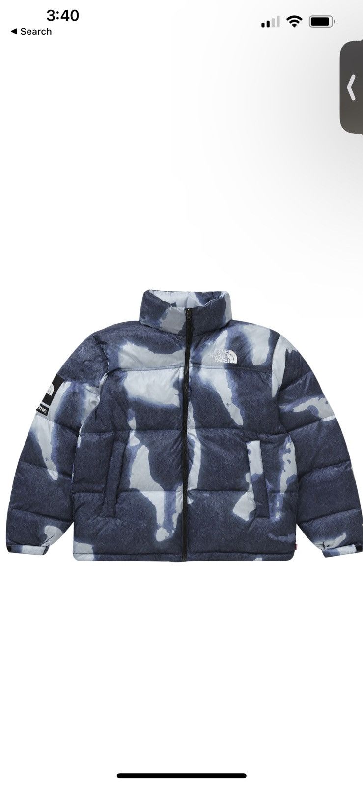 Supreme × The North Face Supreme x TNF Bleached Denim Print Nuptse 