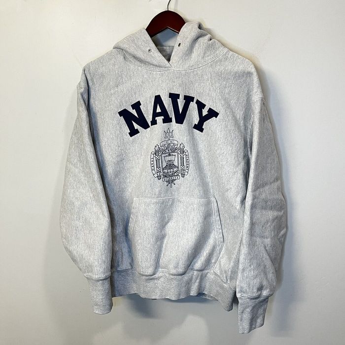 Vintage Champion Reverse Weave Naval Academy Navy Hoodie Sweatshirt ...