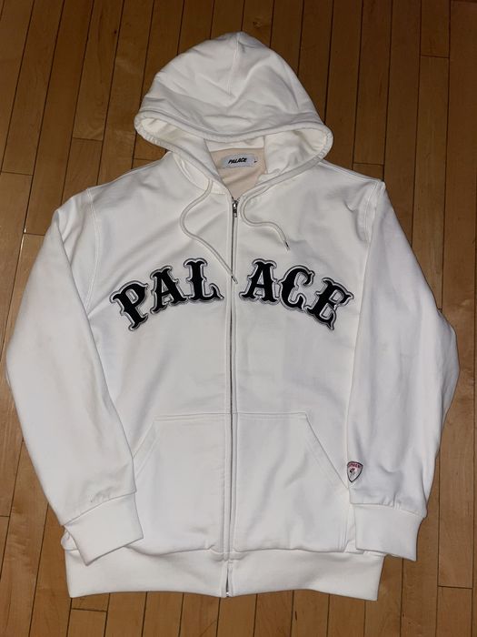 Palace Palace White Spellout Zip Hoodie | Grailed