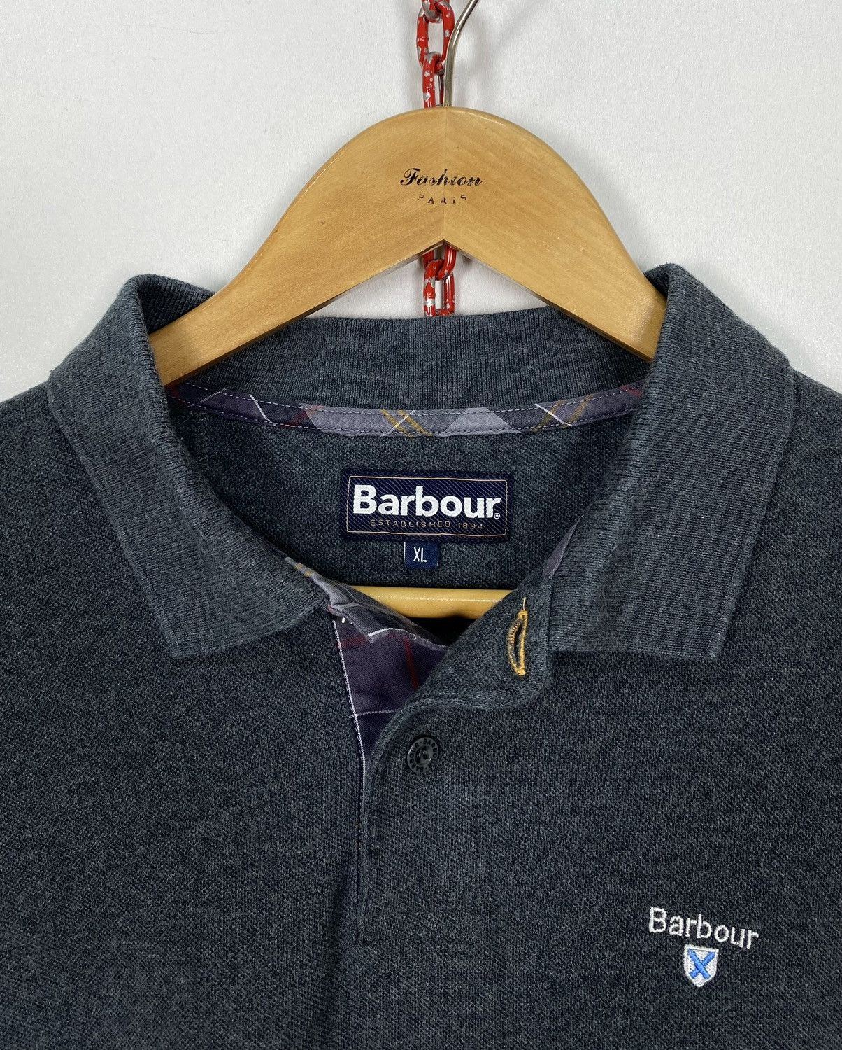 Barbour × Designer Barbour Tartan Polo Shirt Short Sleeve Mens Size XL Grey Top Size US XL / EU 56 / 4 - 2 Thumbnail