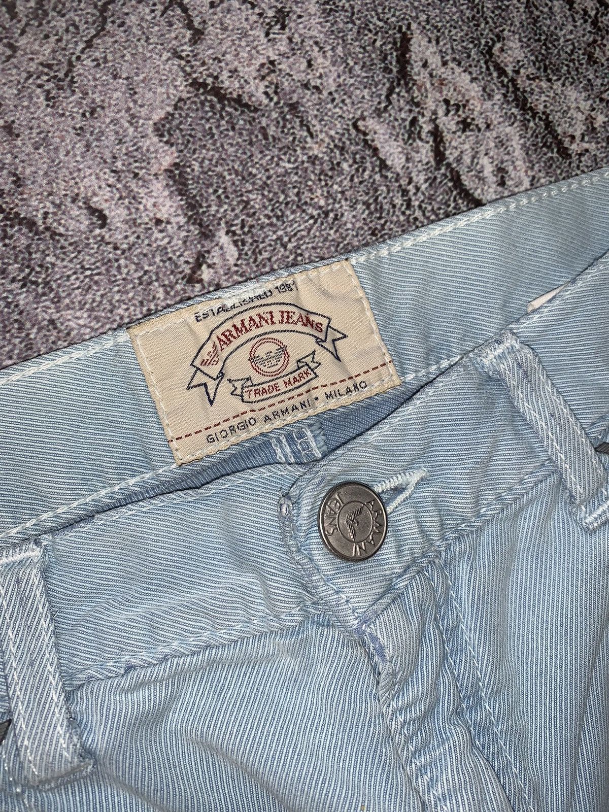 Armani × Emporio Armani × Giorgio Armani Giorgio Armani 32 vintage trousers chinos pants blue denim Size US 32 / EU 48 - 14 Thumbnail