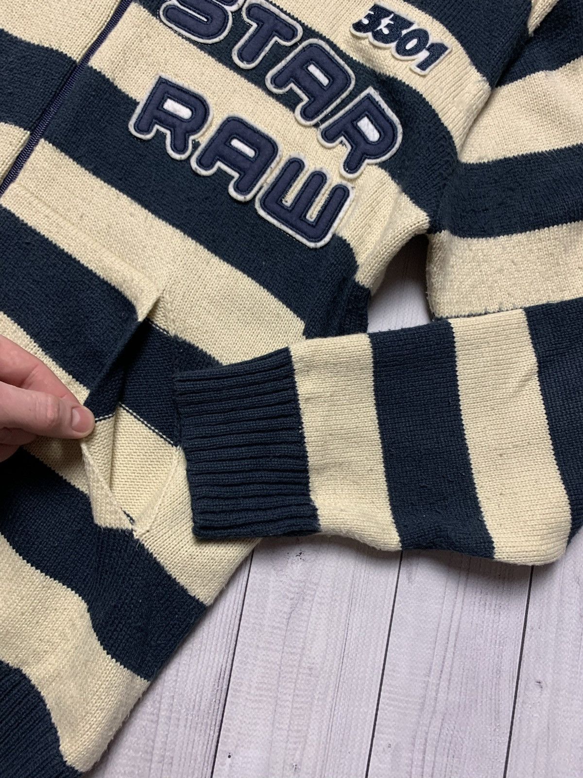 G-Star × Vintage Vintage G Star Raw striped sweater big logo rare size L Size US L / EU 52-54 / 3 - 4 Thumbnail