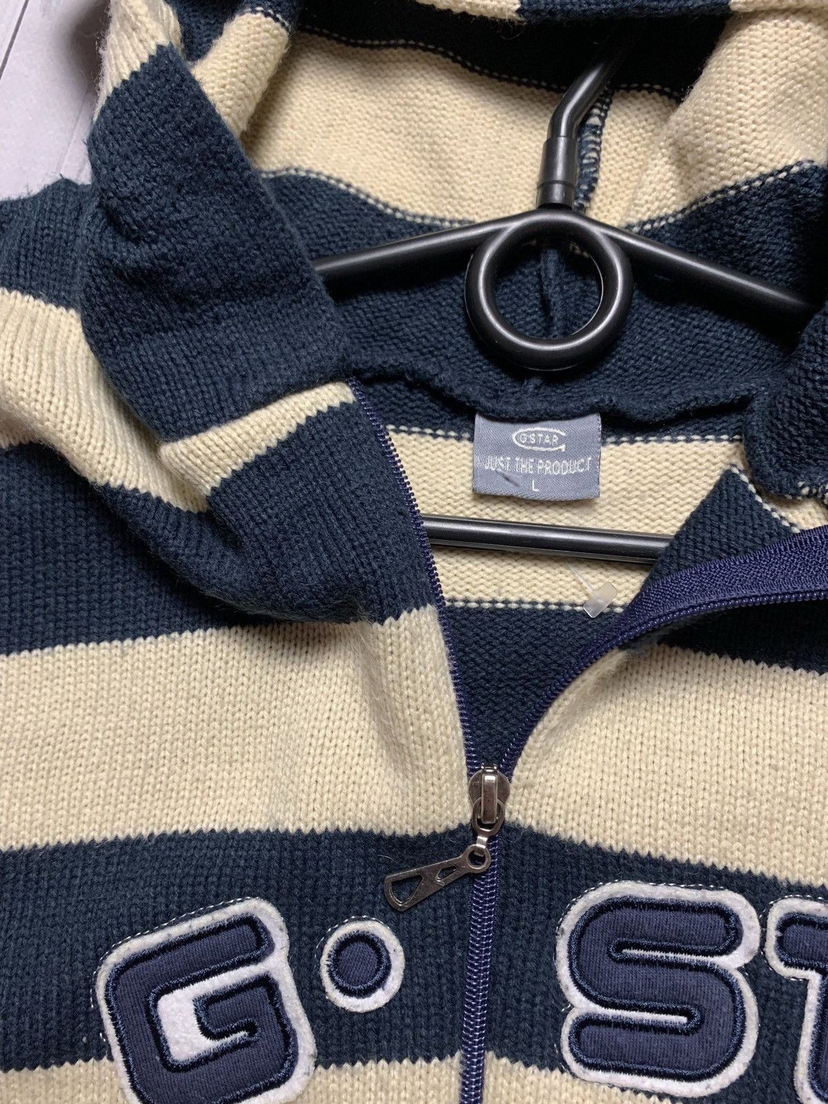 G-Star × Vintage Vintage G Star Raw striped sweater big logo rare size L Size US L / EU 52-54 / 3 - 6 Thumbnail