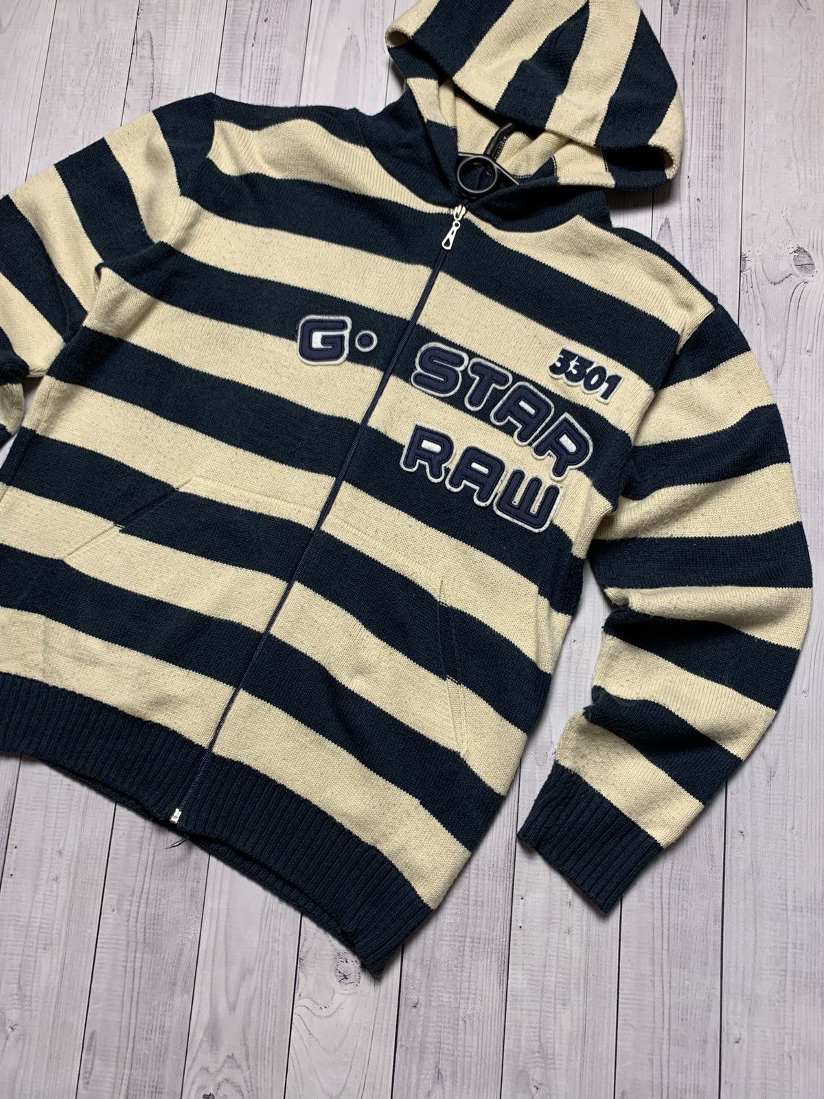 G-Star × Vintage Vintage G Star Raw striped sweater big logo rare size L Size US L / EU 52-54 / 3 - 2 Thumbnail