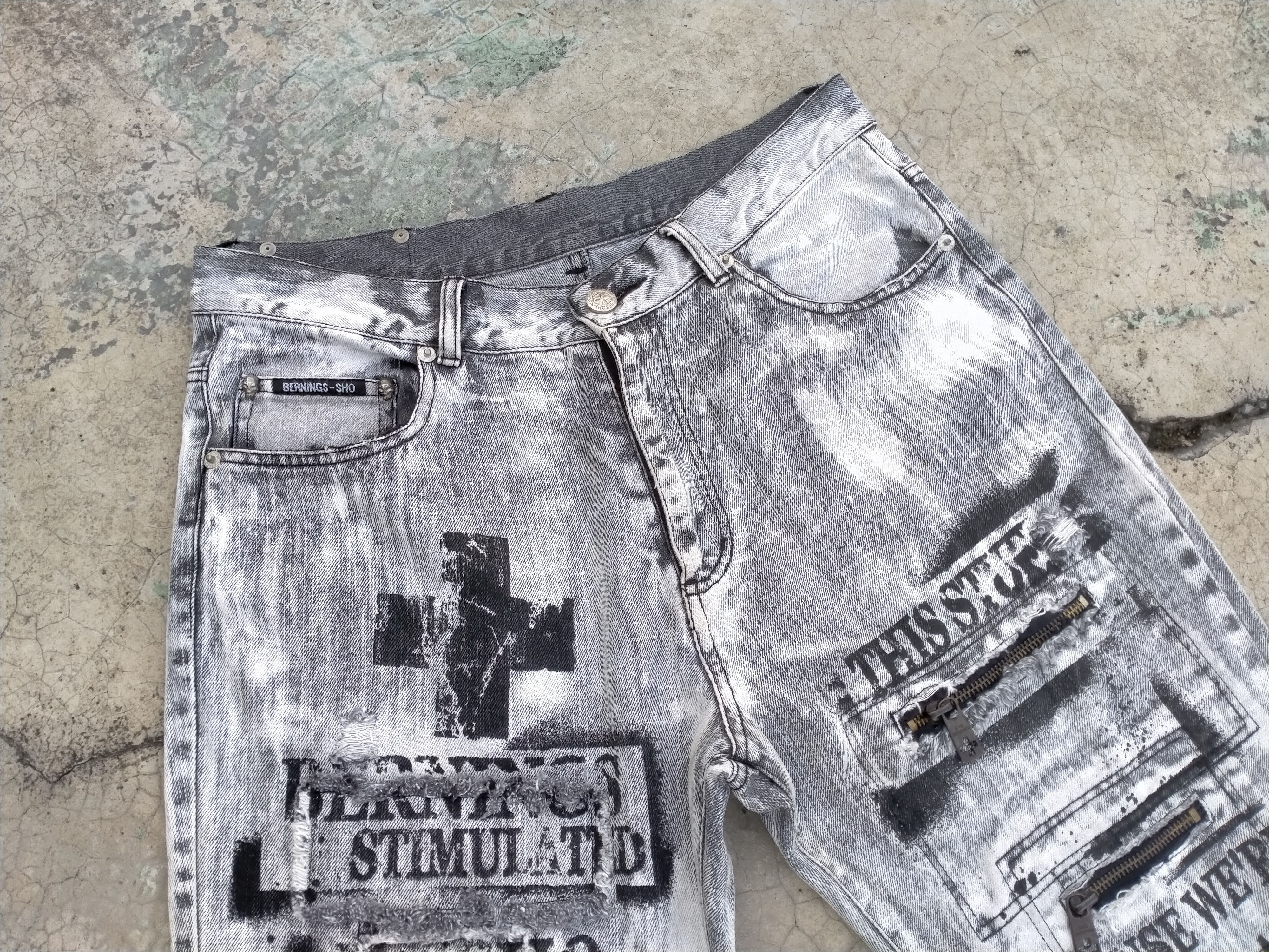 Beauty Beast Vintage Bernings Sho Distressed Printed Denim Asid wash Size US 30 / EU 46 - 2 Thumbnail