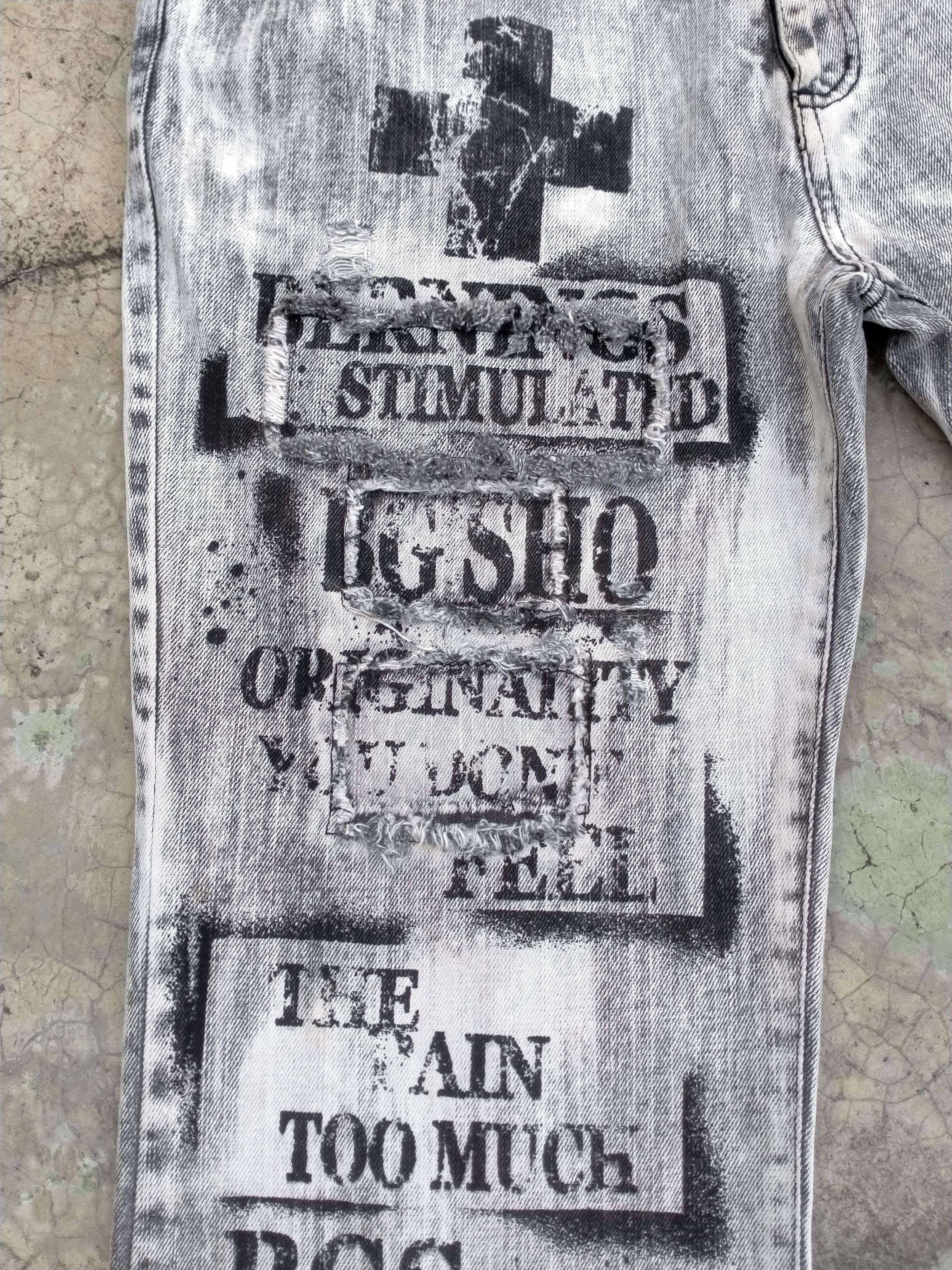 Beauty Beast Vintage Bernings Sho Distressed Printed Denim Asid wash Size US 30 / EU 46 - 7 Thumbnail
