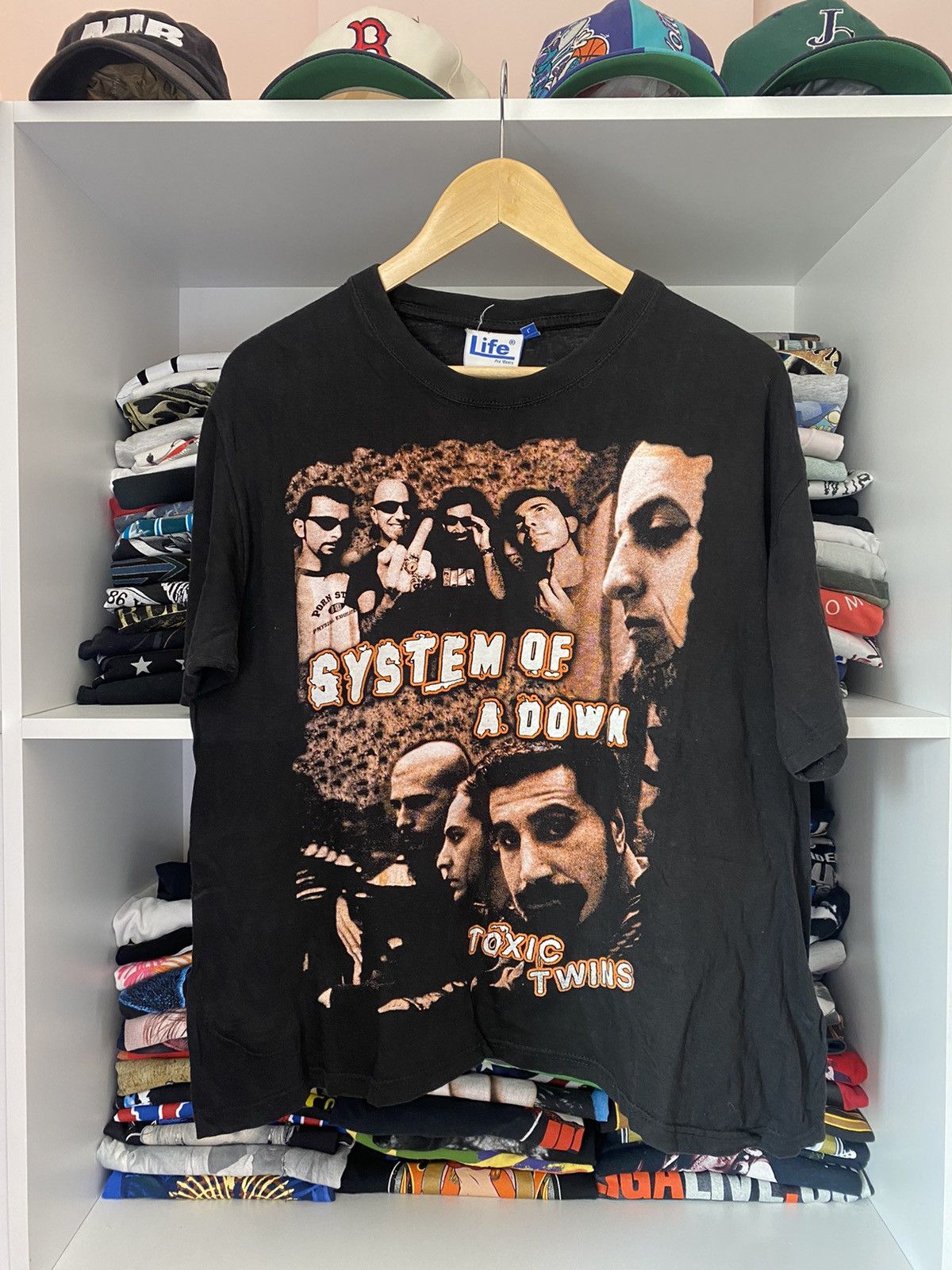 image of Band Tees x Vintage System Of A Down Toxic Twins T Shirt in Black, Men's (Size Large)