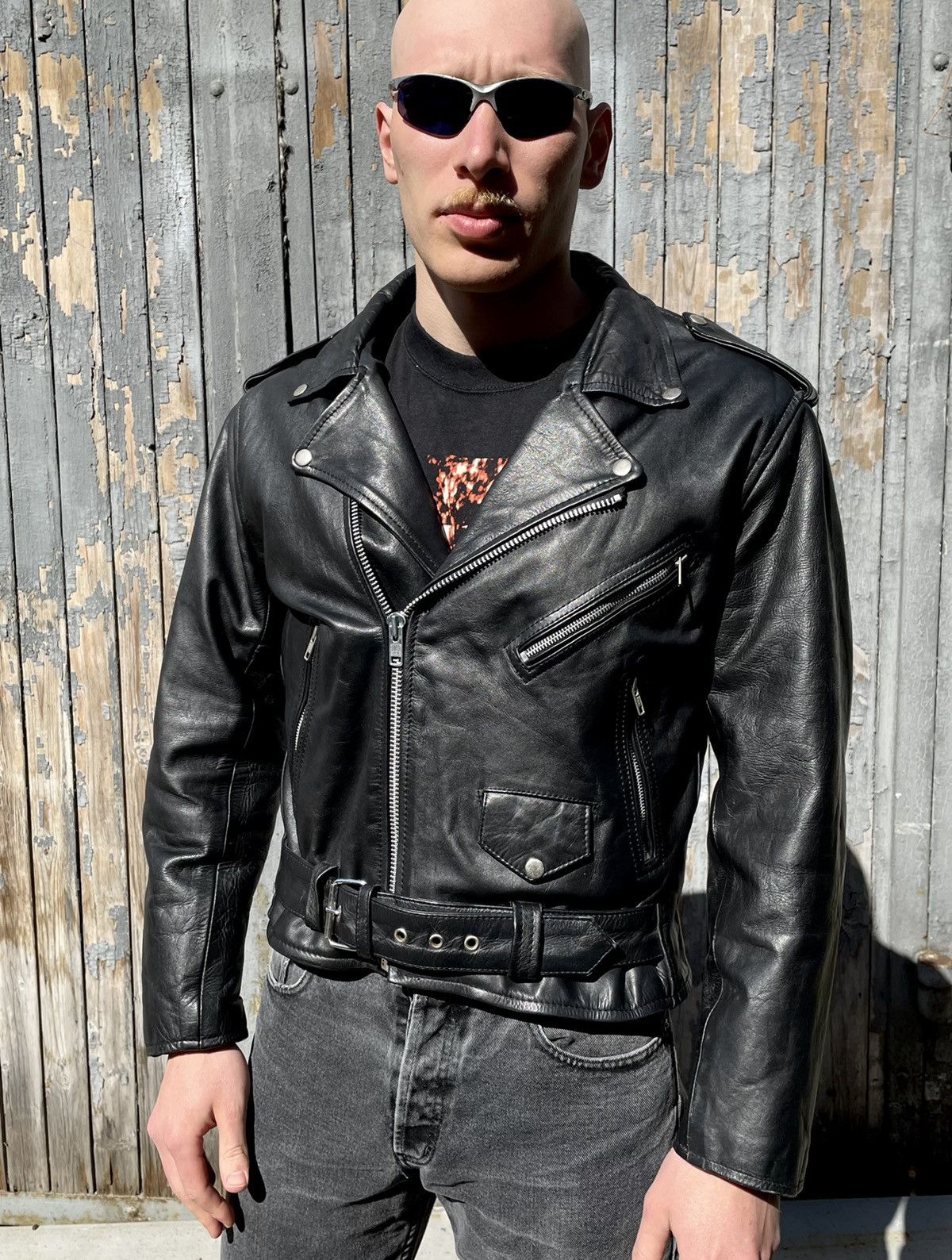 Vintage Rare! Vintage Mirage Leather Biker Punk Jacket Grailed