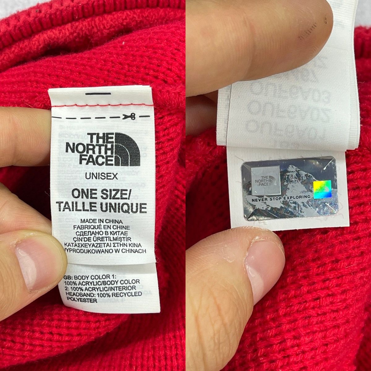 The North Face The North Face Bones Beanie Hat Fleece Red Y2K Size ONE SIZE - 6 Thumbnail
