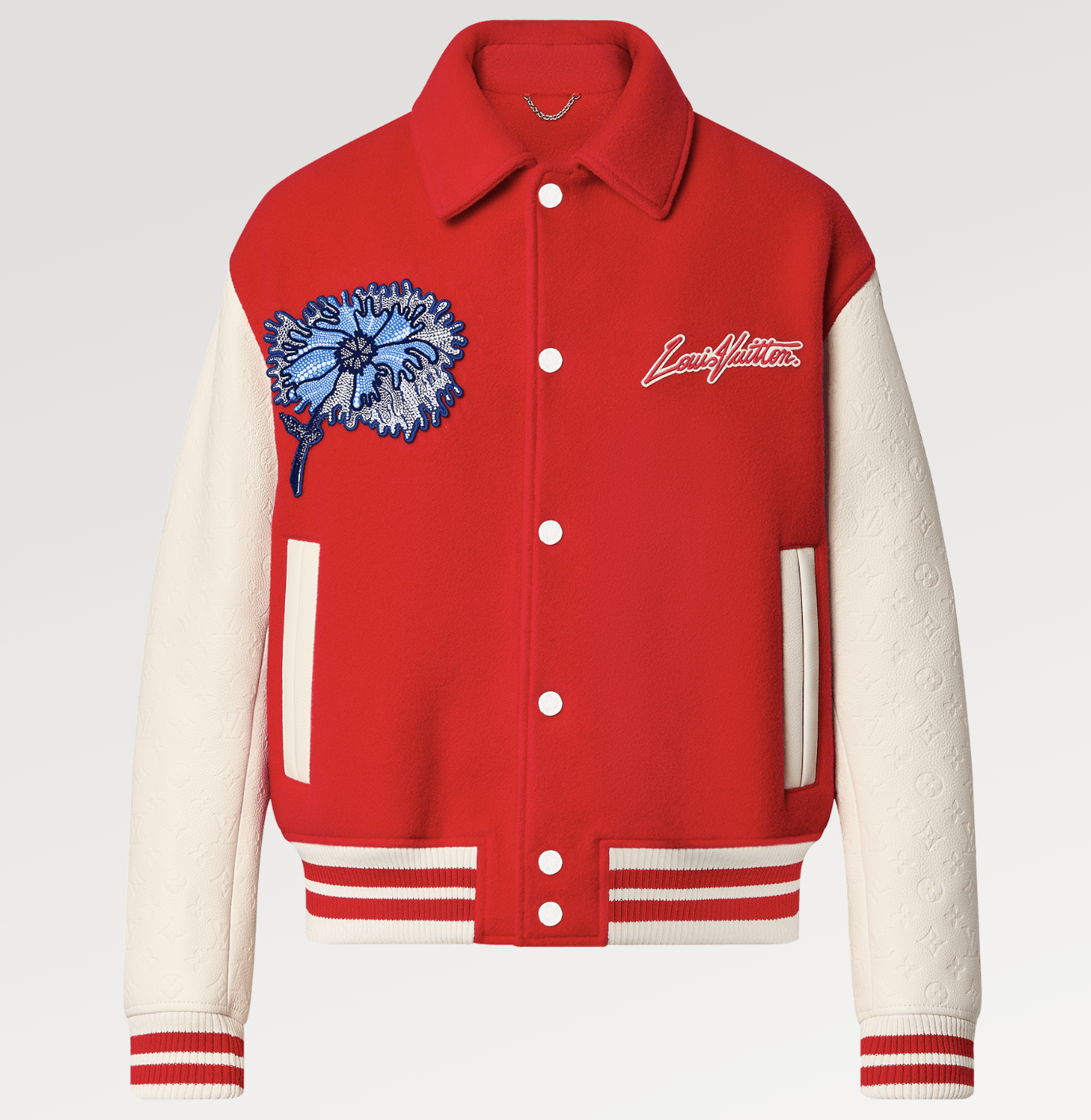 Louis Vuitton X Supreme Red Monogram Leather Bomber Jacket M