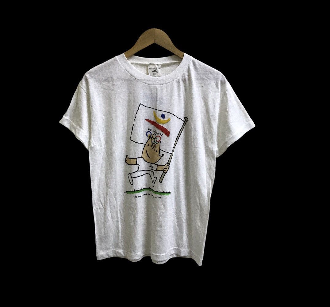 image of N.o.s Promo Tshirt Vintage 80's Product Oficial Olympic in White, Men's (Size Medium)