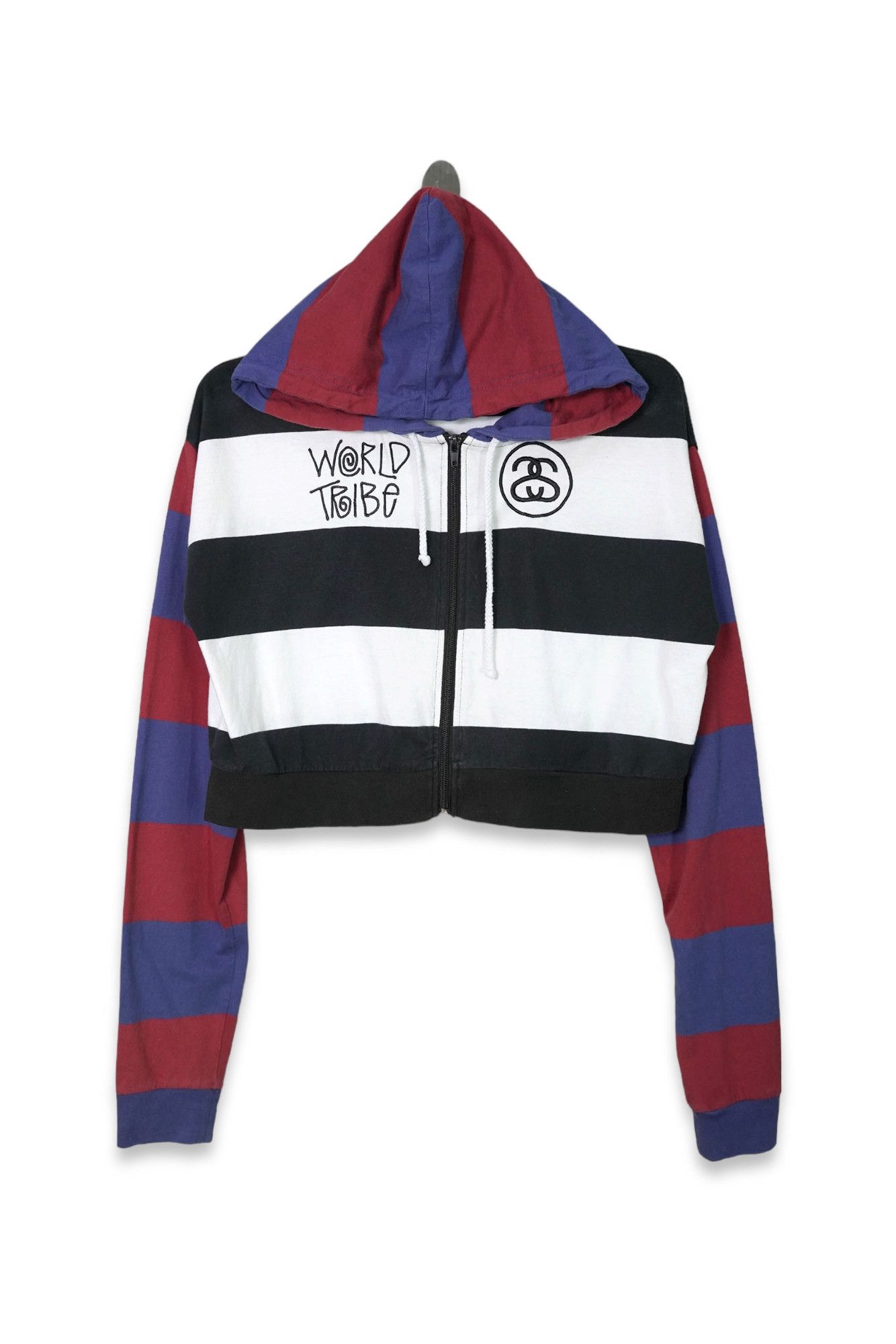 RARE Stussy Crop Top Stripe Hoodie