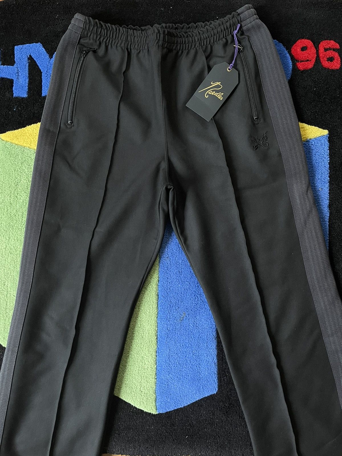 kith for needles double knit track pants - black (l)